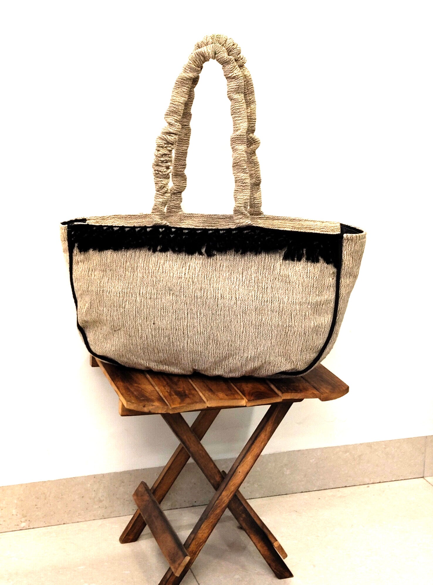 Scarlet Grace Black Boat Handloom Tote Bag