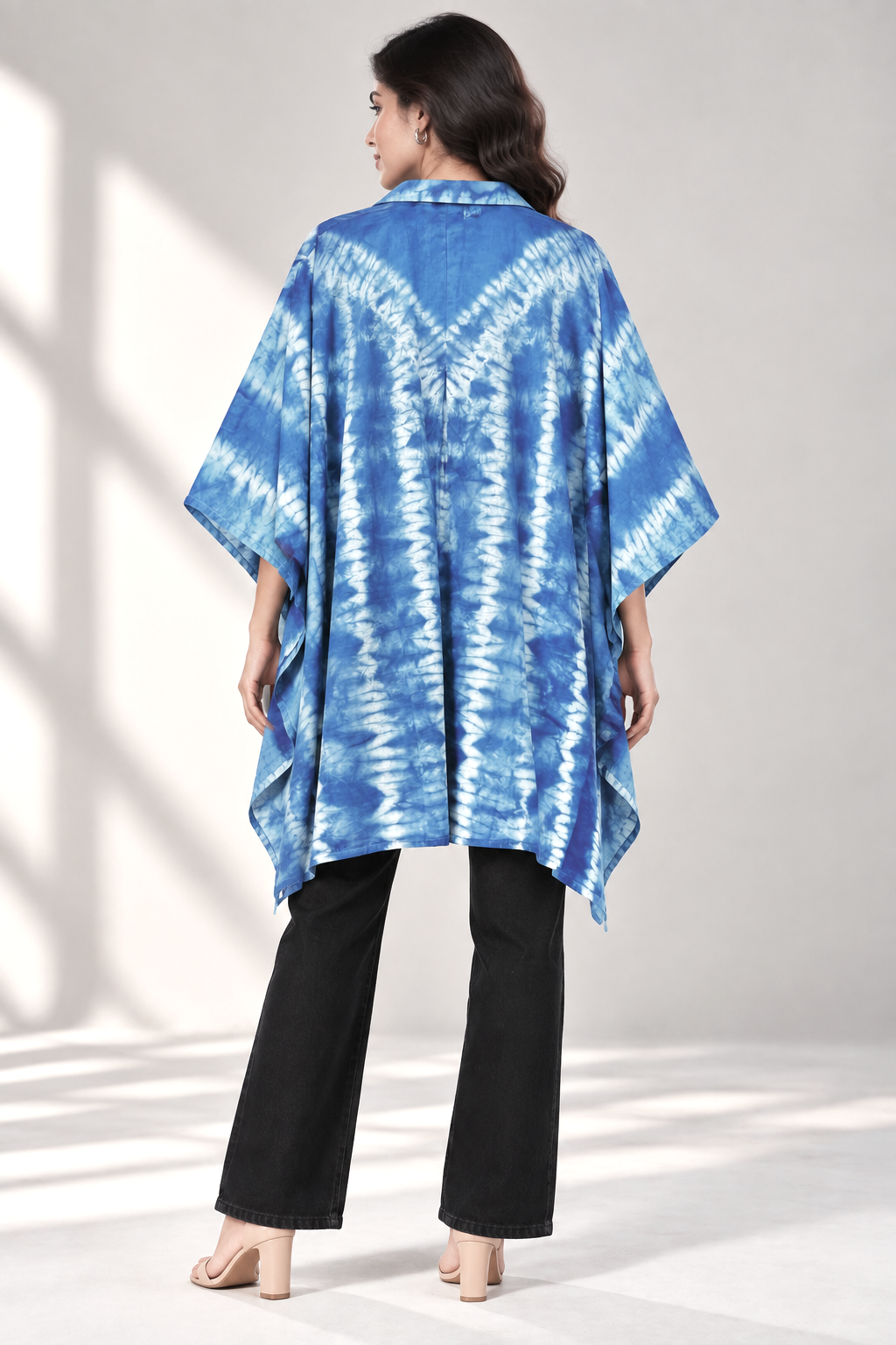 Ocean Mist Hand Needle Tie-Dye Cotton Kaftan Shirt