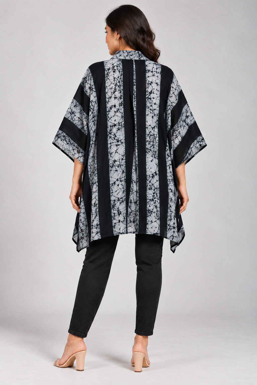 Midnight Vine Hand Tie-Dye Cotton Kaftan Shirt