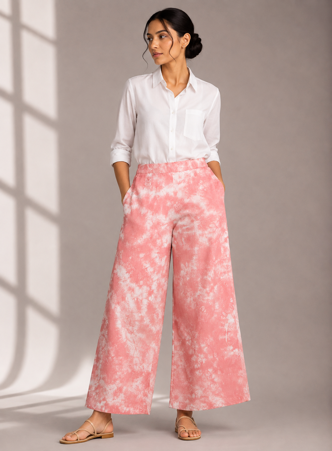 Blush Bloom Hand Tie-Dye Cotton Pants