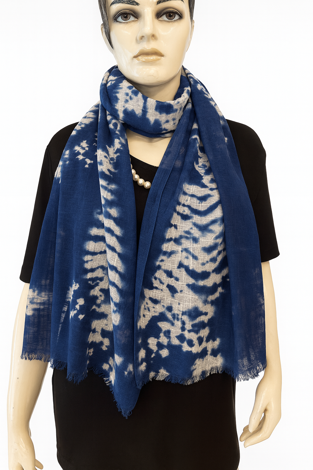 Shibori Circles Hand Tye Dye 100% Cotton Natural Scarf