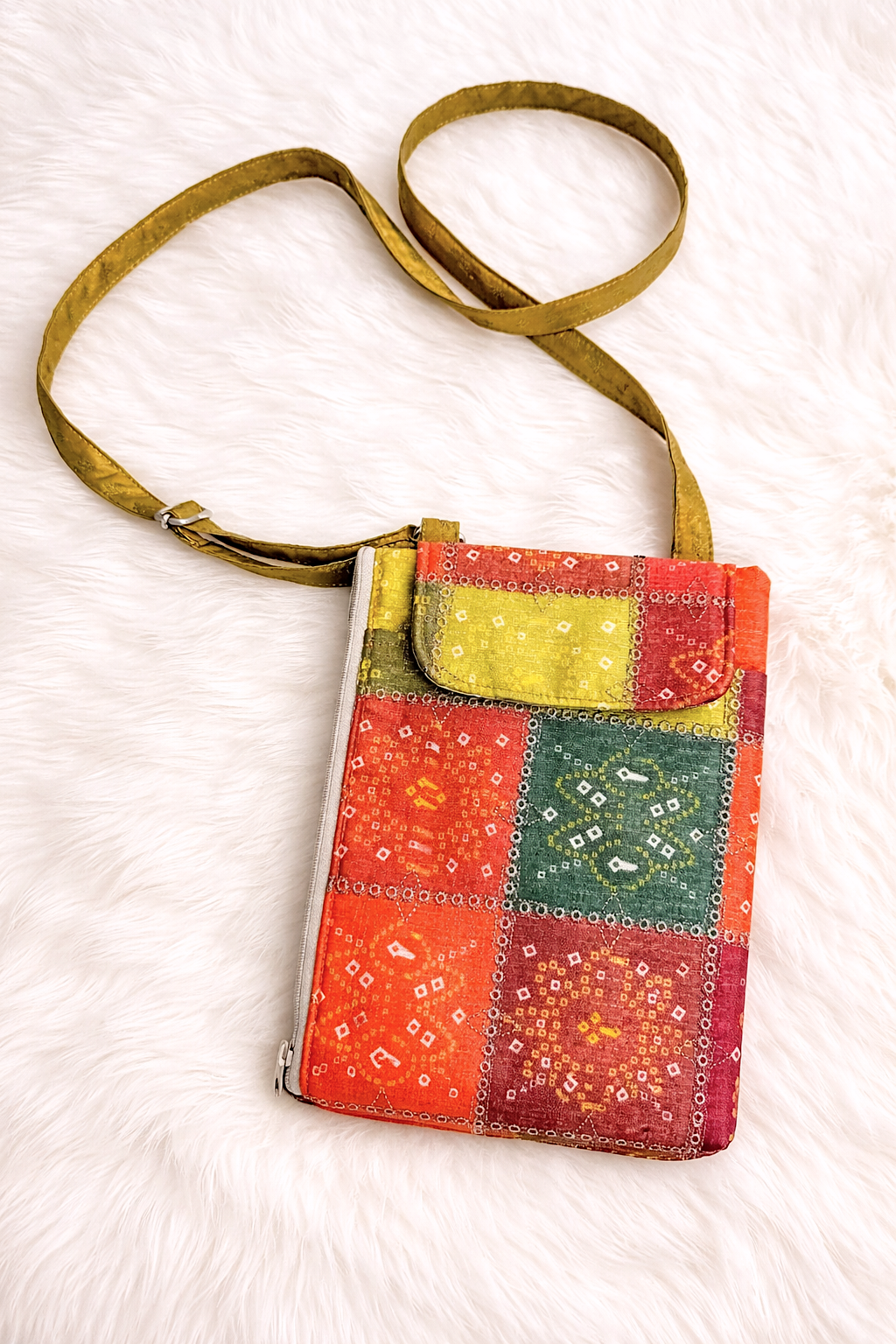 Embroidered Patch design Phone Pouch & Mini Sling Bag