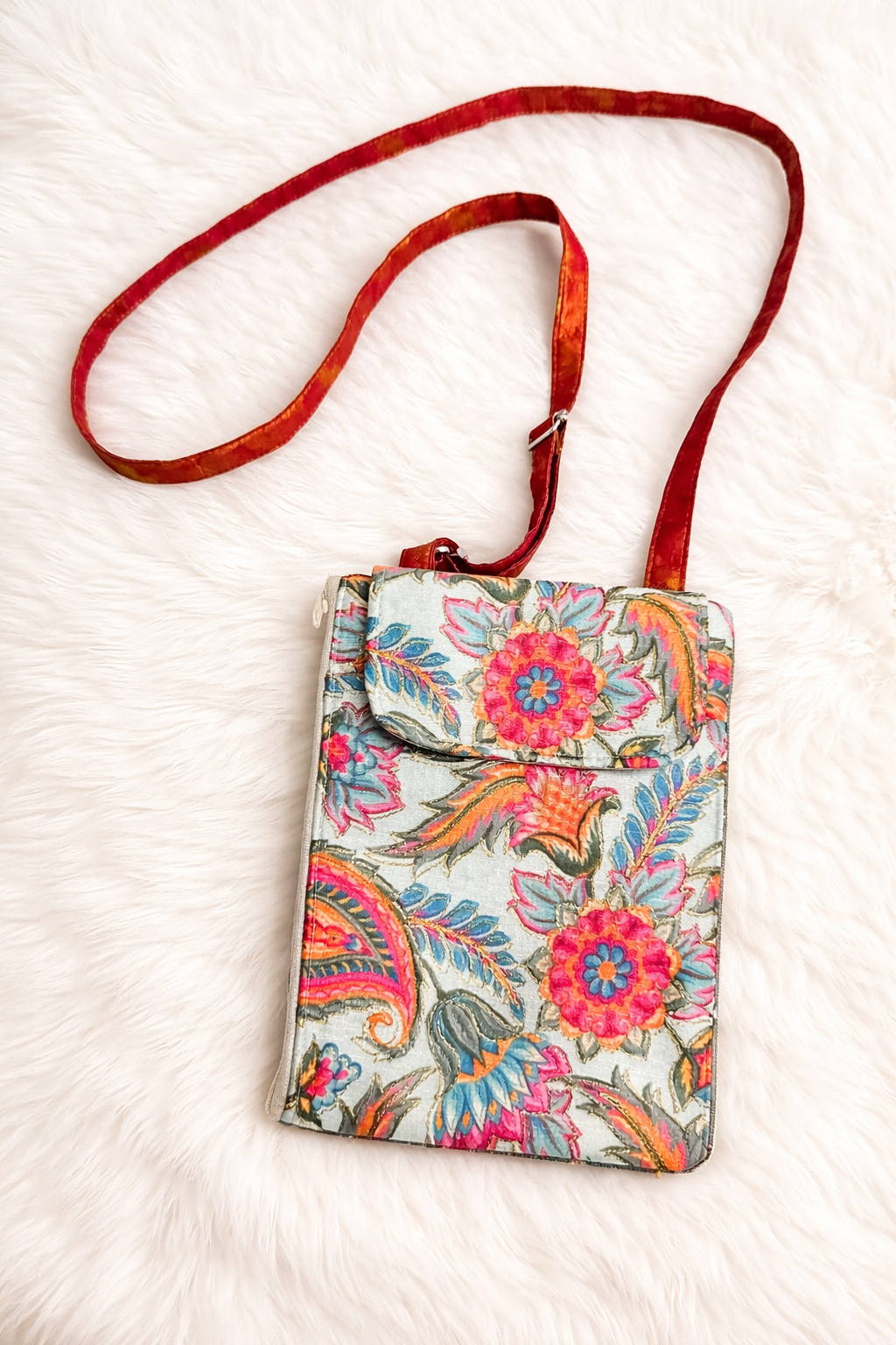 Paisley Embroidered Patch design Phone Pouch & Mini Sling Bag