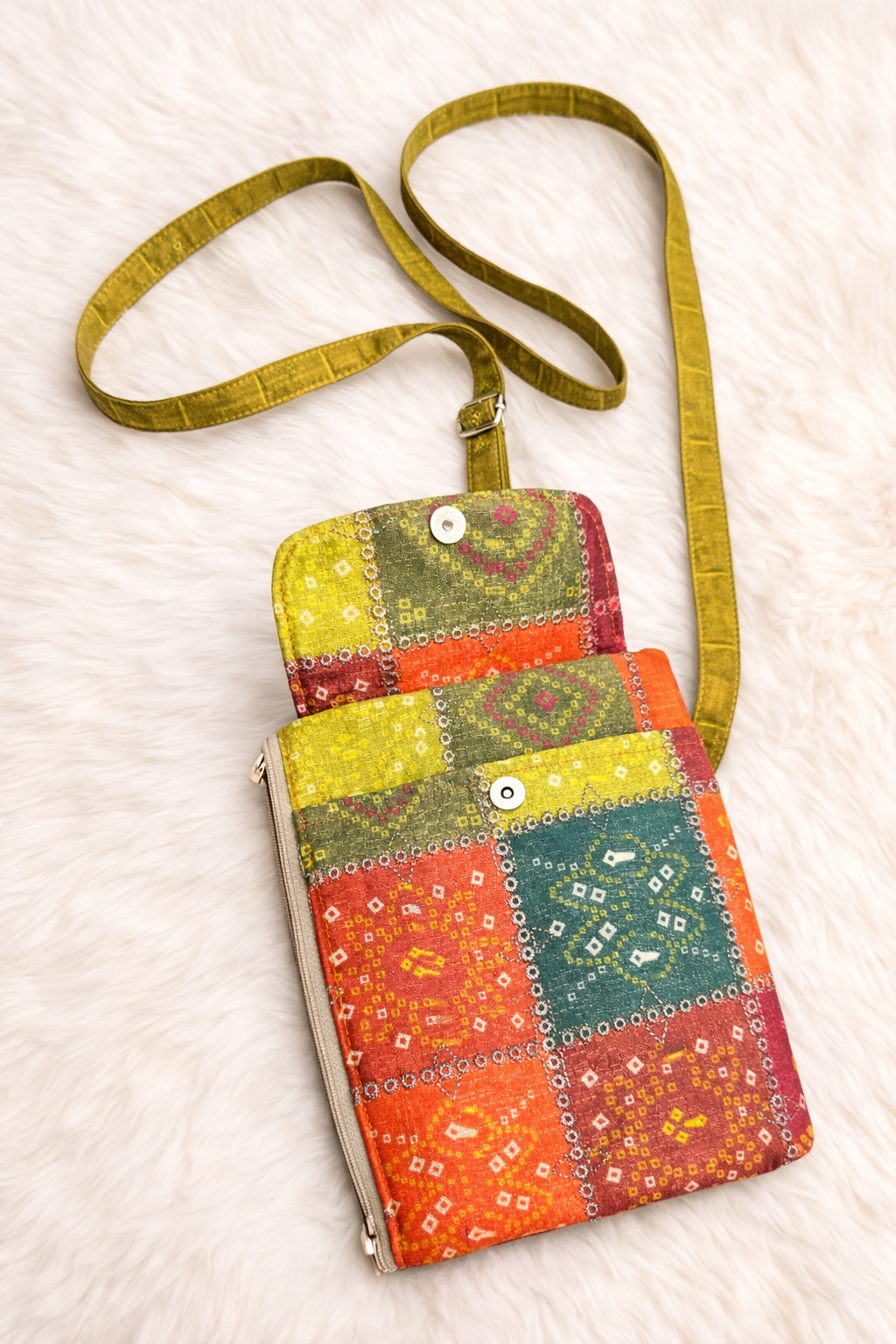 Embroidered Patch design Phone Pouch & Mini Sling Bag