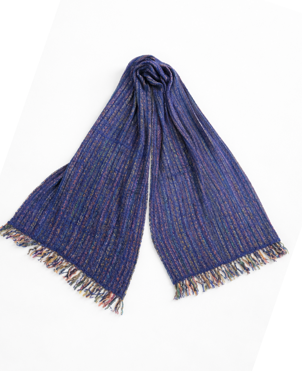 Luxurious Navy Blue Chenille Scarf with Soft Textured Weave