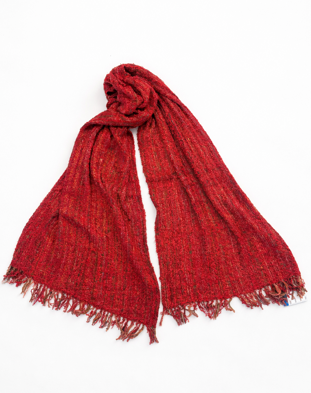 Luxurious Dark Red Chenille Scarf with Soft Textured Weave