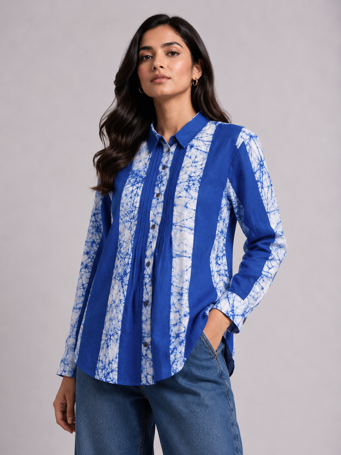 Blue Strata Hand Batik Pure Cotton Shirt