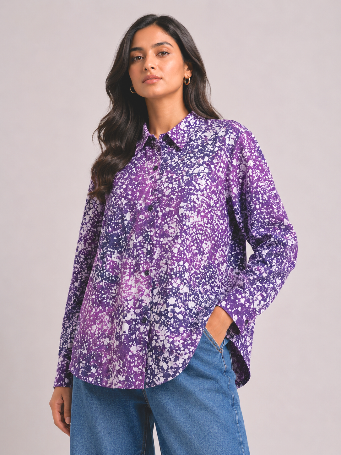 Purple Mist Hand Tie-Dye Pure Cotton Shirt