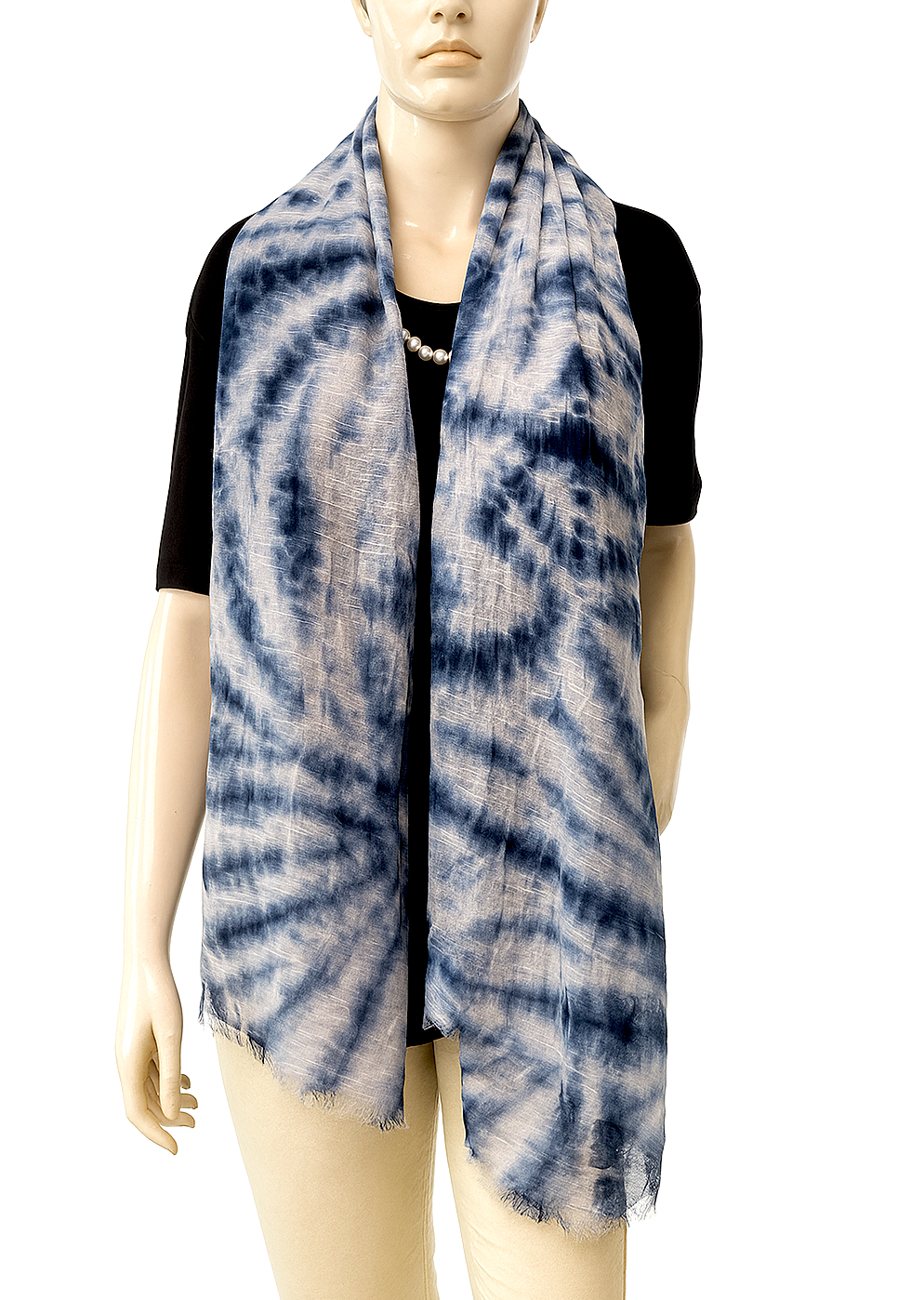 Shibori Hand Tye Dye Silk Cotton Natural Scarf