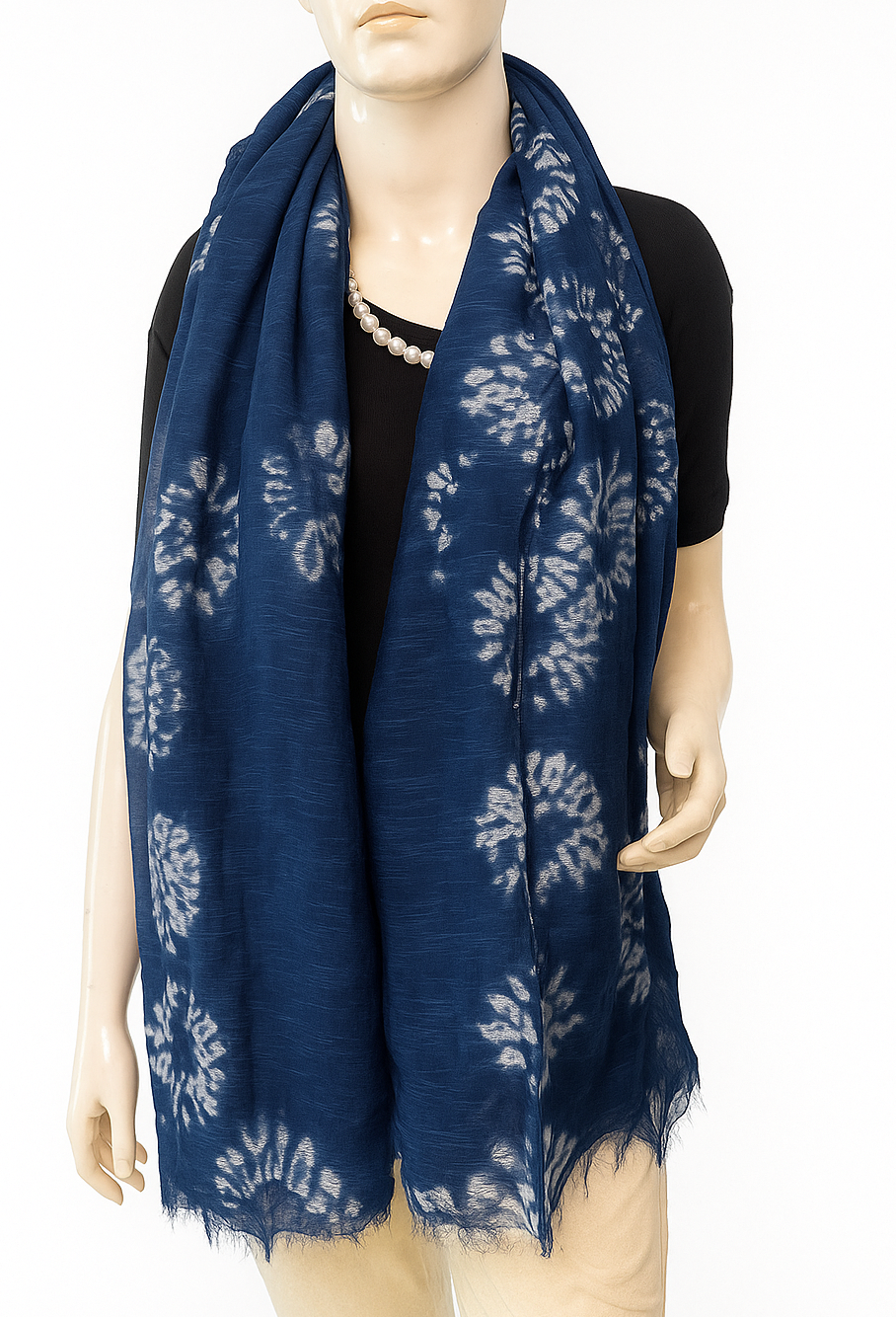 Circles Hand Tye Dye Silk Cotton Natural Scarf