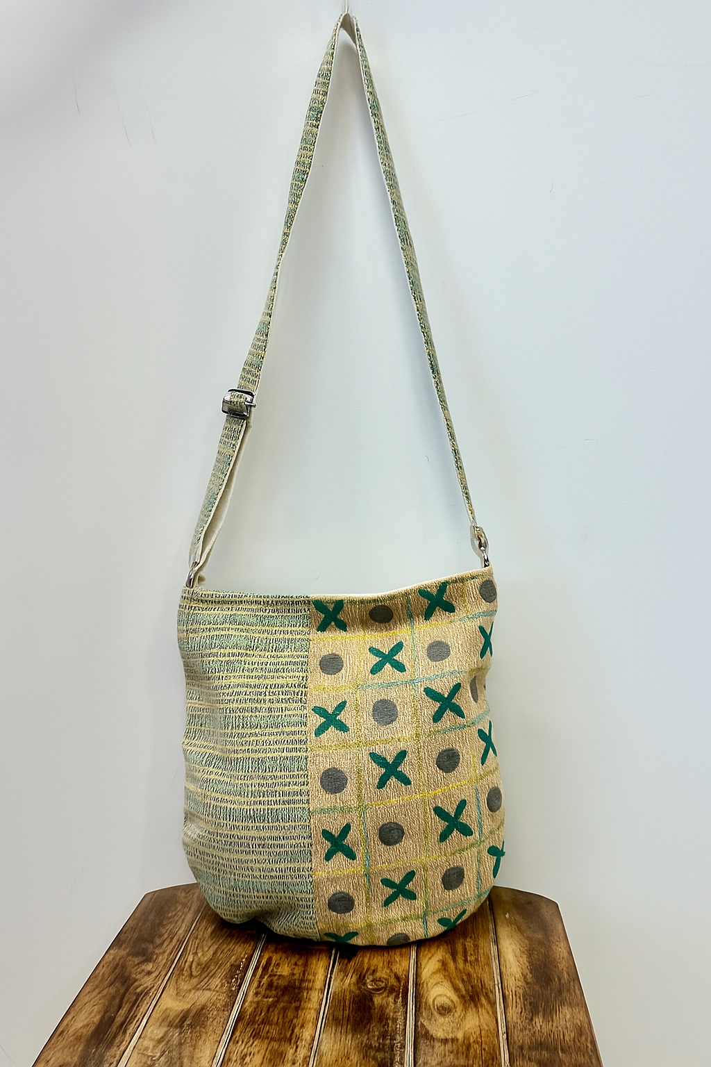 GREEN Polka Handloom Sling Bag