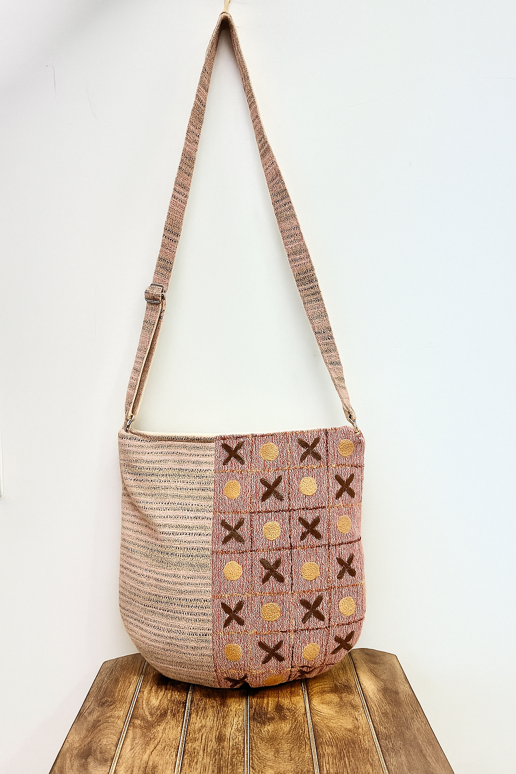 PEACH Polka Handloom Sling Bag