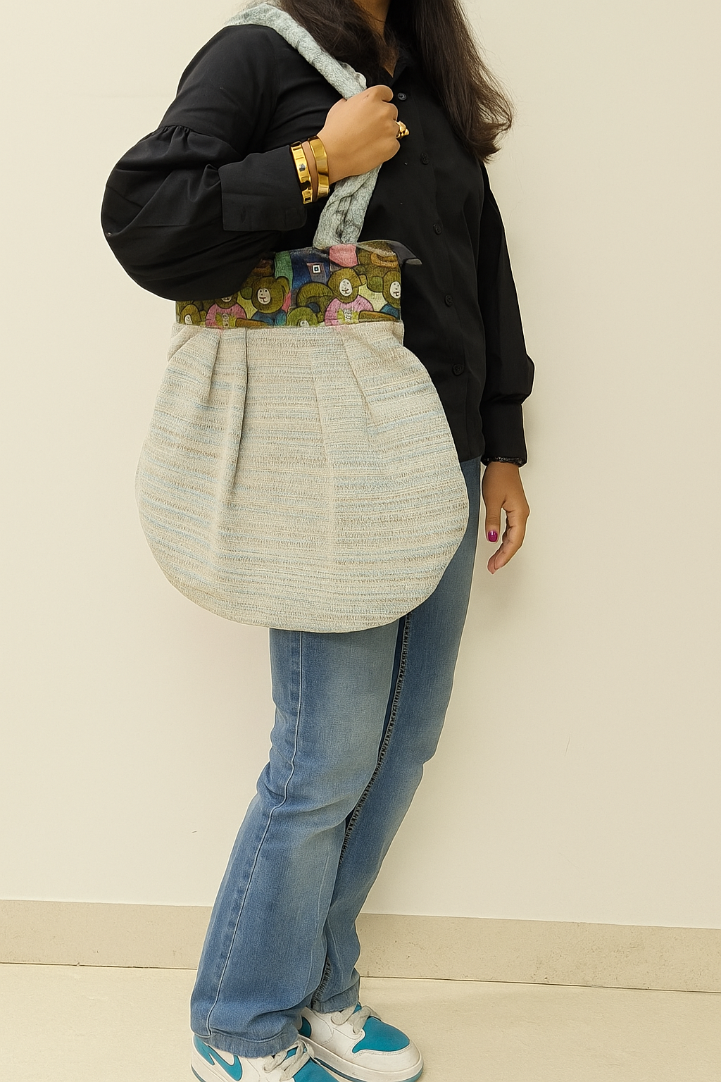 Teddy Cute Jaquard Handloom Tote