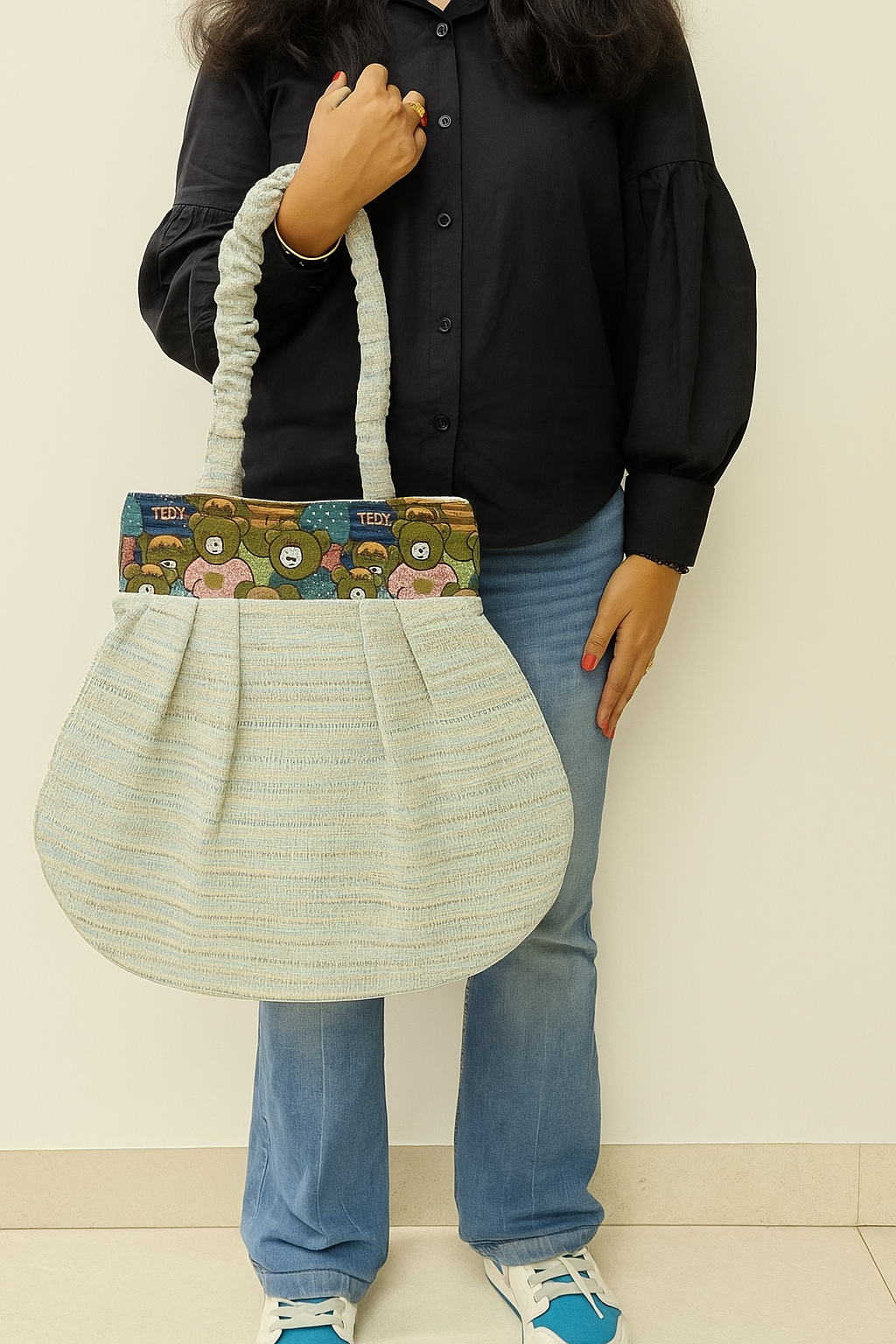 Teddy Cute Jaquard Handloom Tote