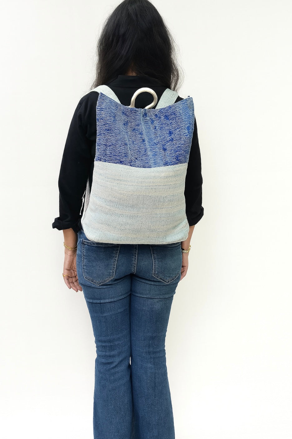 Indigo Horizon Handloom Anti-Theft Backpack