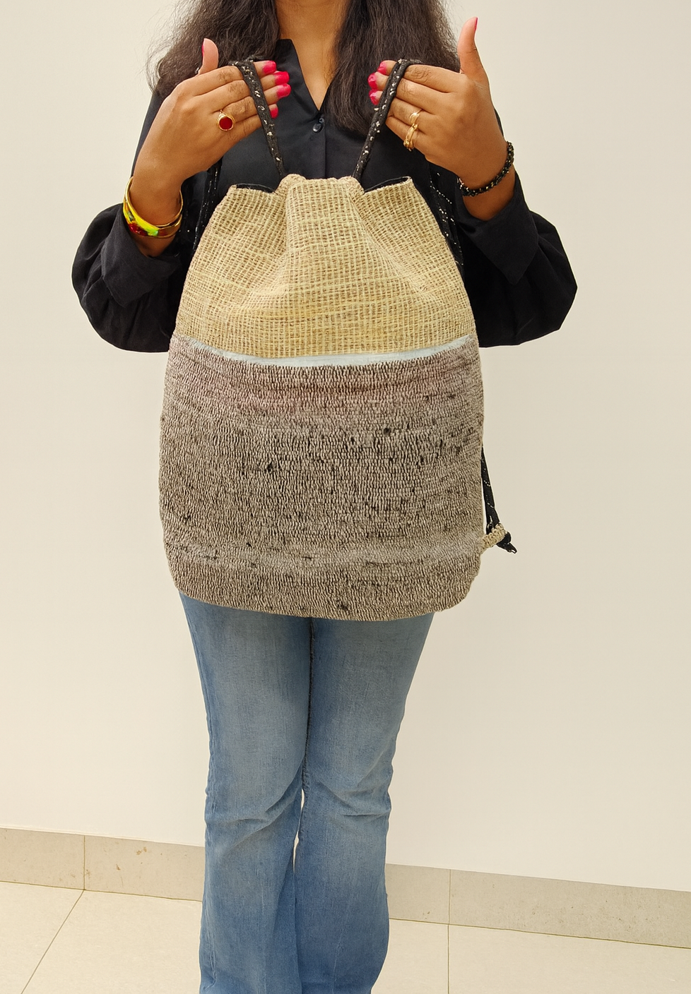 Earth Weave Handloom Drawstring MINI Backpack