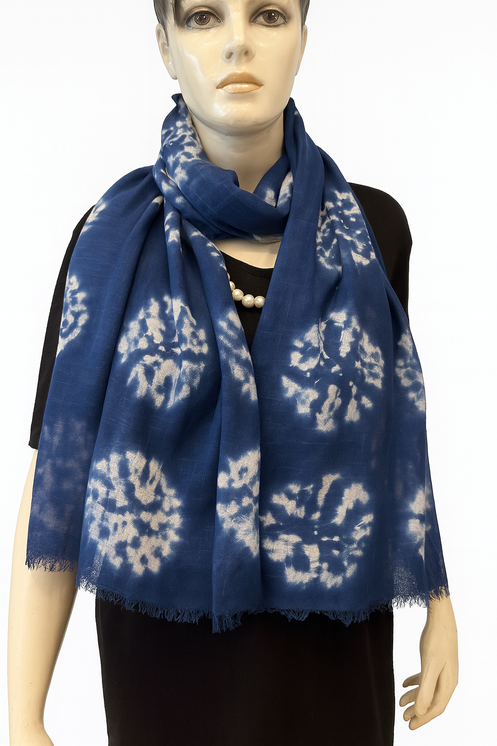 Shibori Circles Hand Tye Dye Silk Cotton Natural Scarf