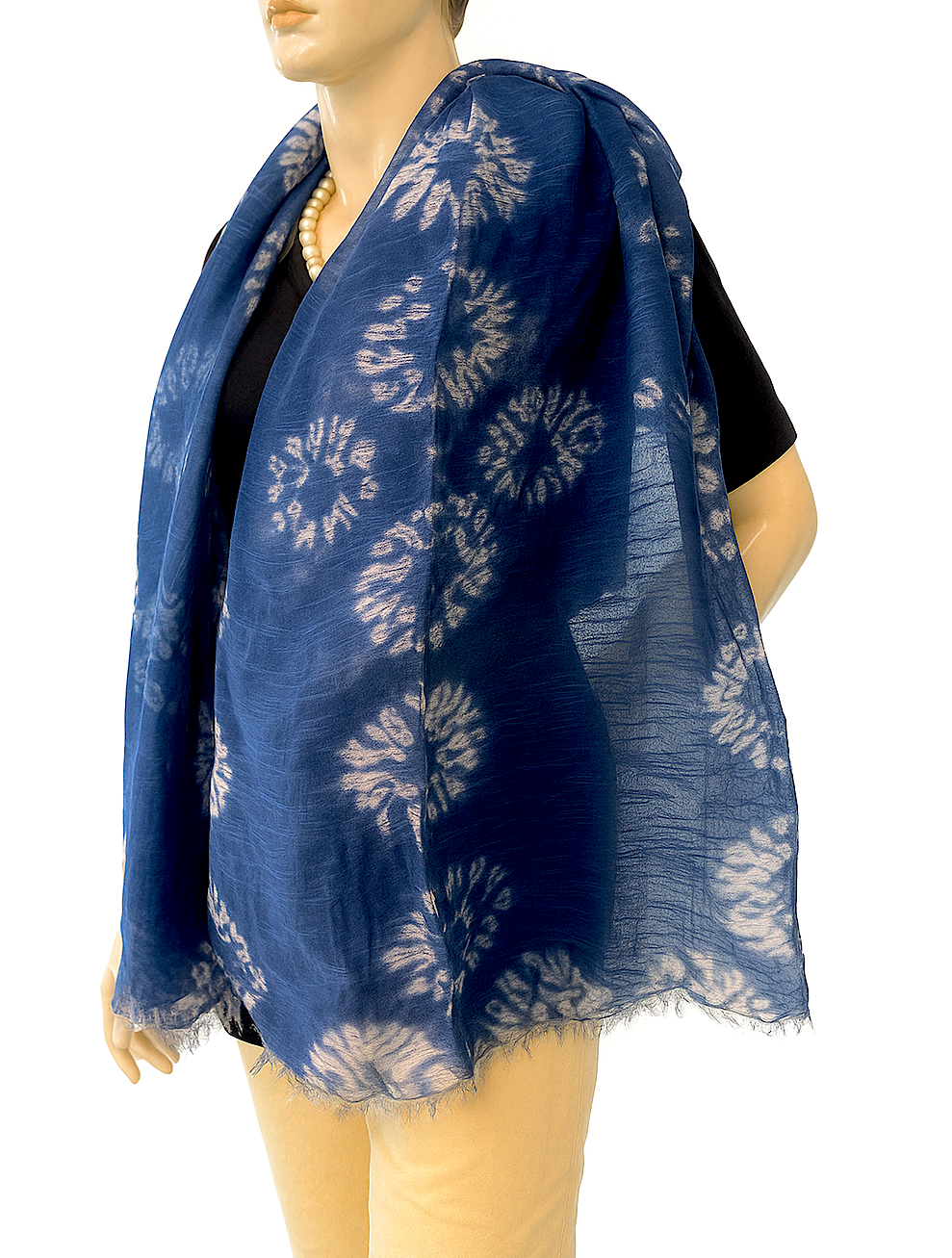 Circles Hand Tye Dye Silk Cotton Natural Scarf