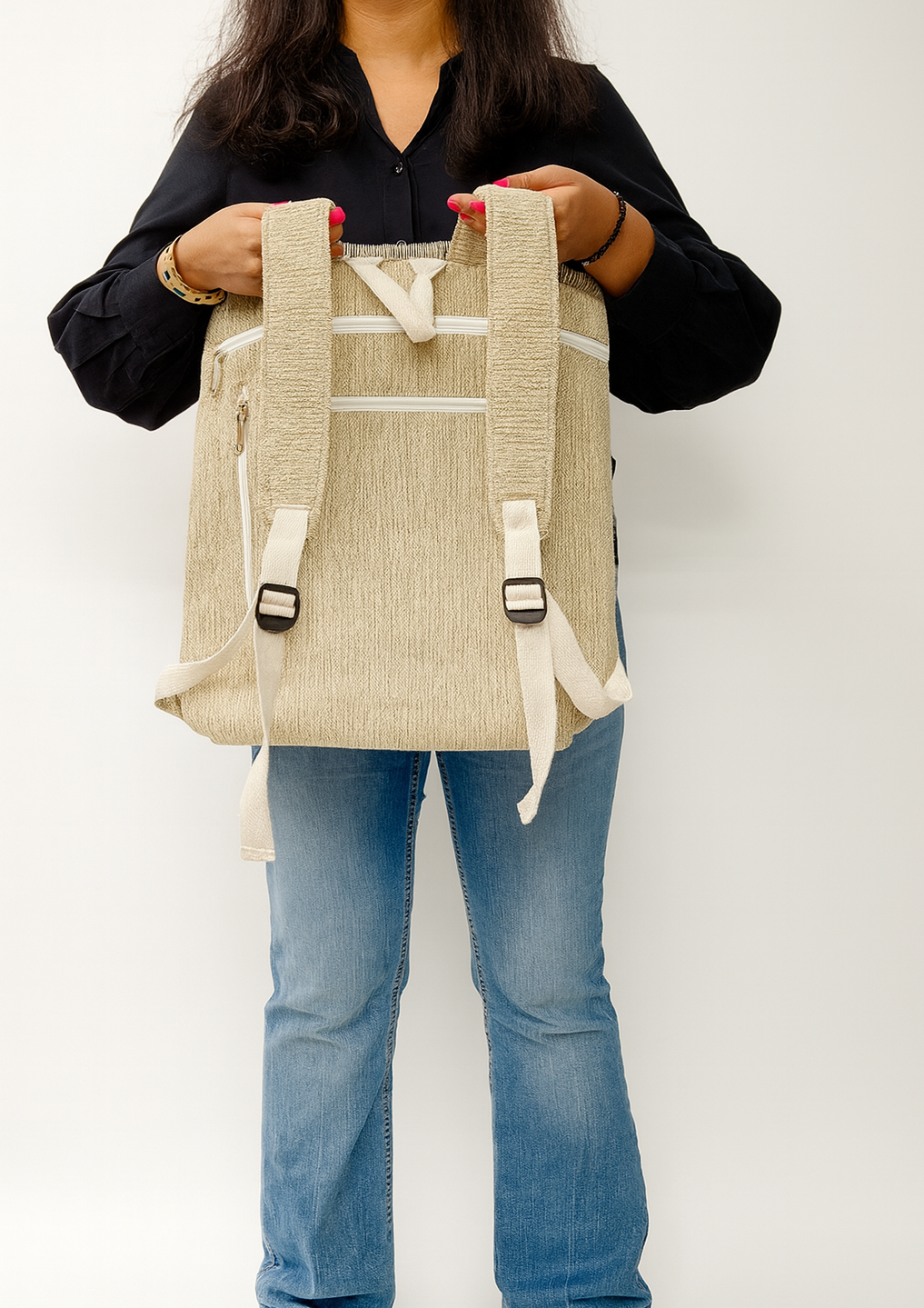 Midnight Horizon Handloom Anti-Theft Backpack