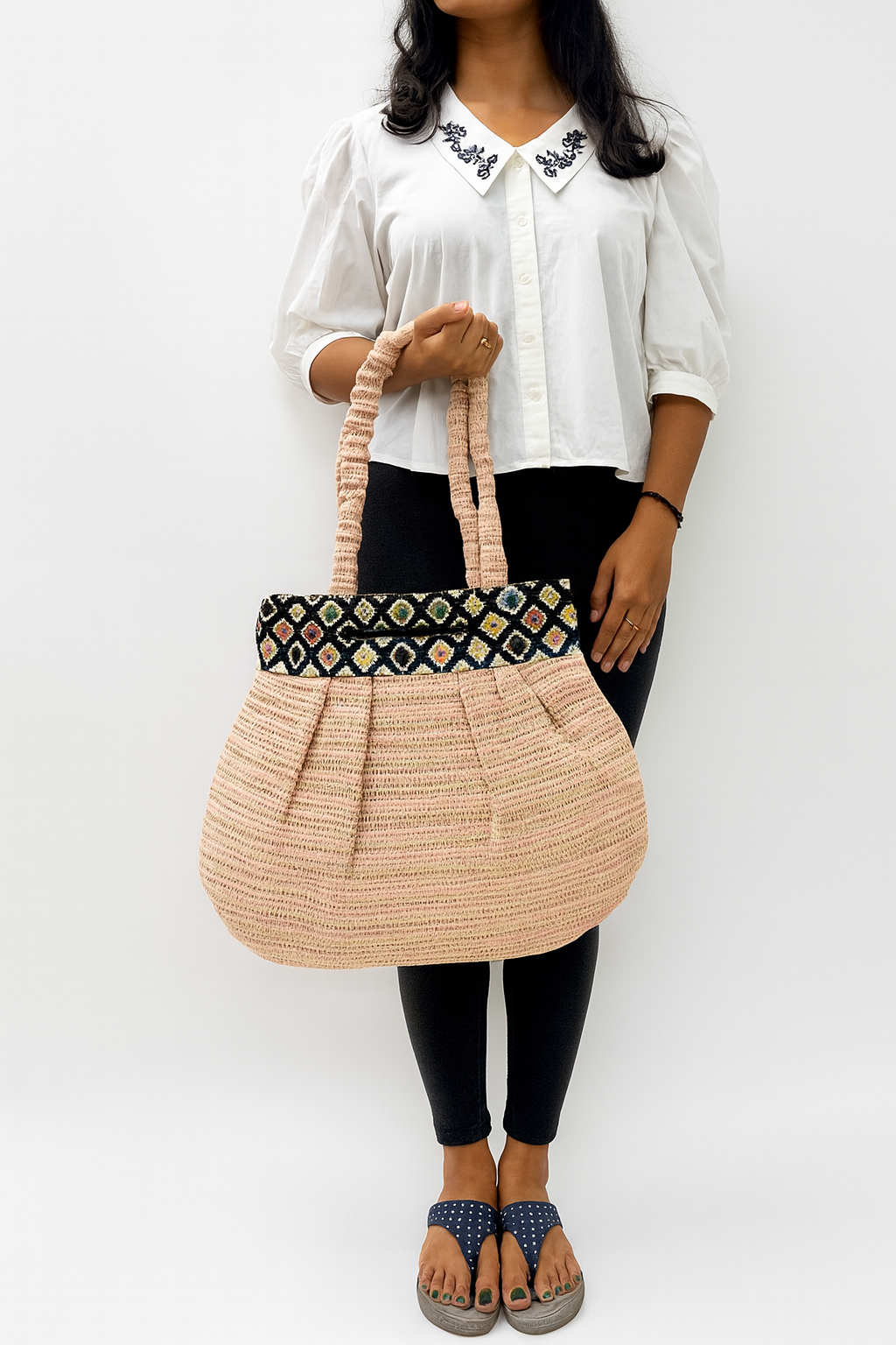 Fancy Dots Jaquard Handloom Tote