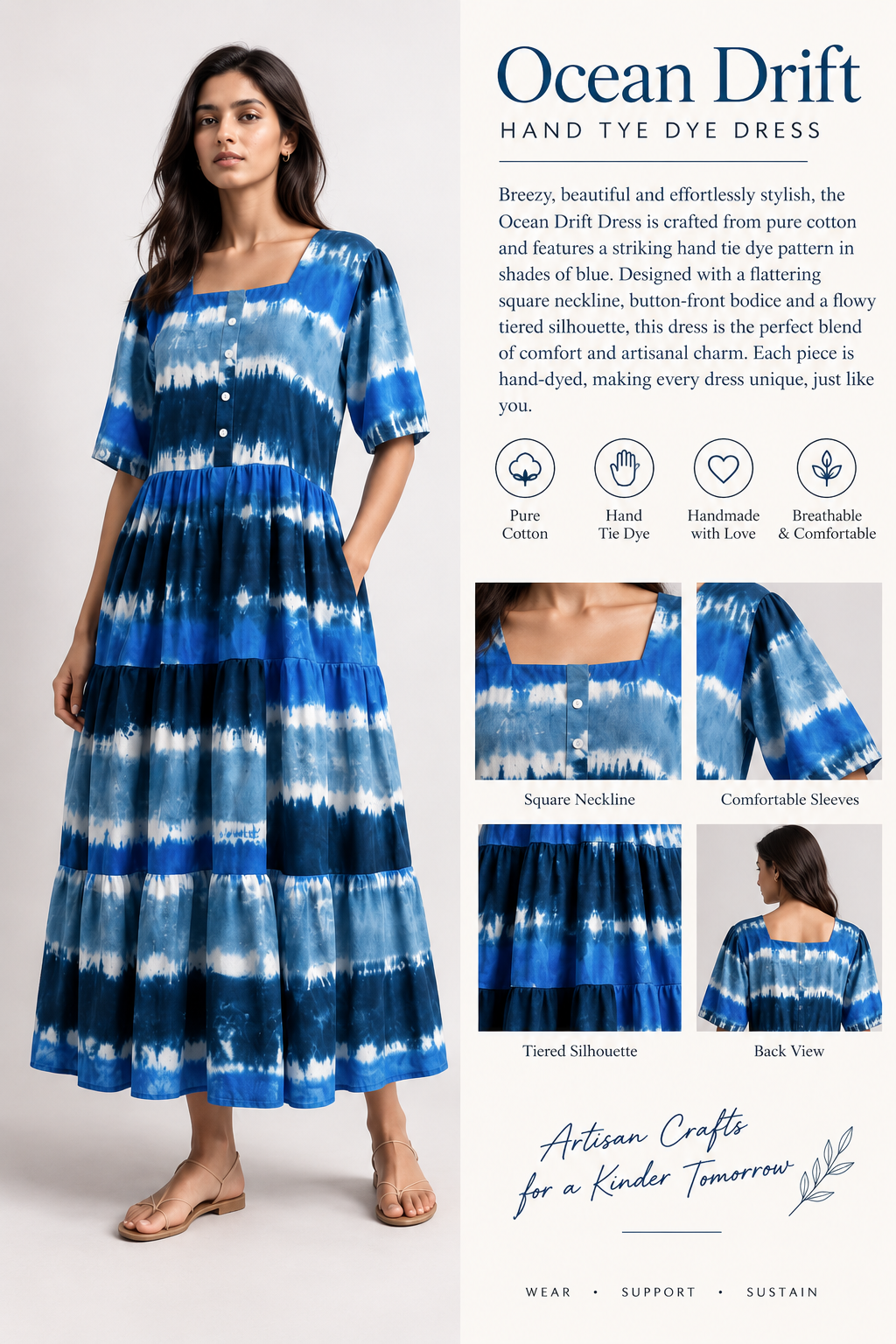 Ocean drift hand tye dye dress