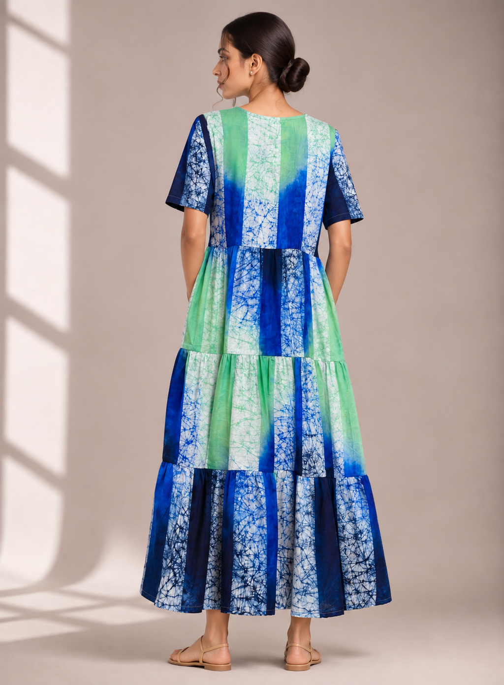 Verdant Hand-Dyed Baatik Tiered Dress
