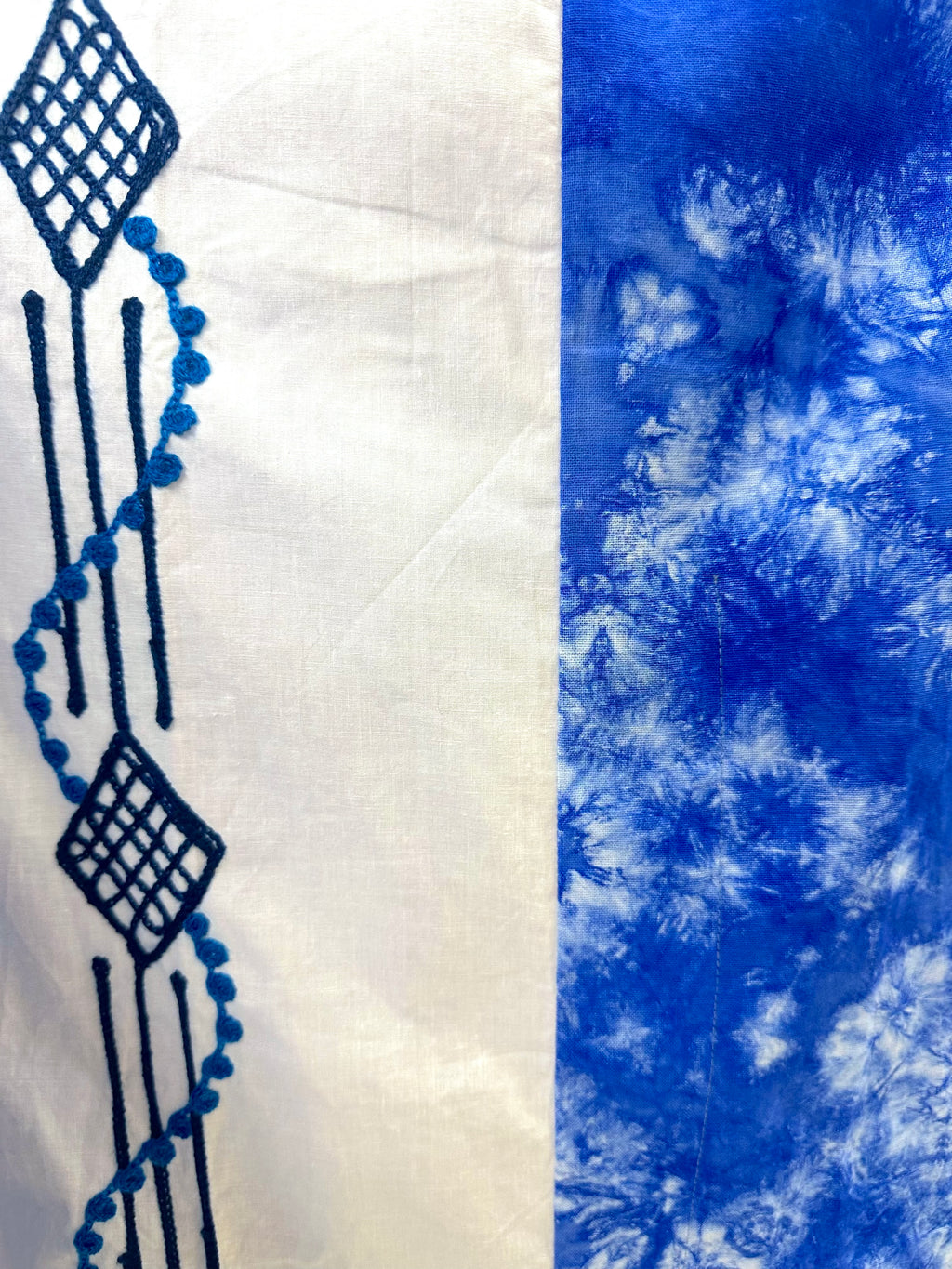 Indigo Garden Hand Tie-Dye & Embroidered Cotton Kaftan Shirt
