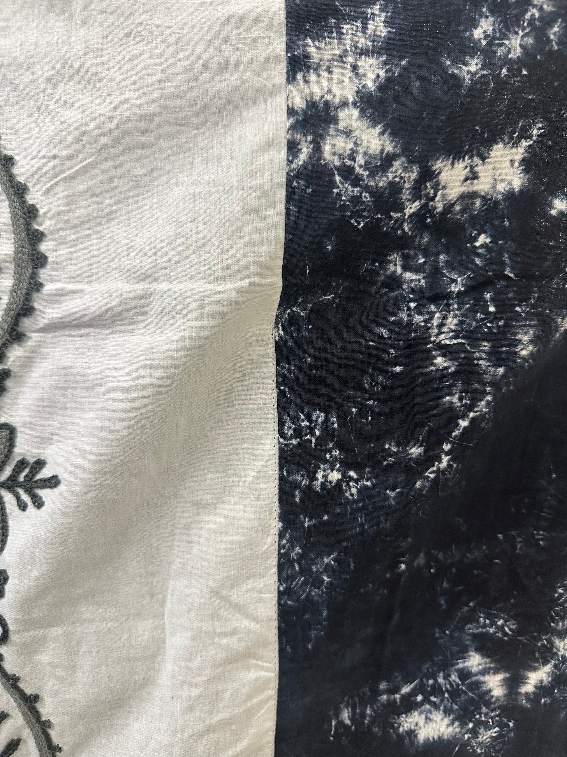 Cloudy Garden Hand Tie-Dye & Embroidered Cotton Kaftan Shirt