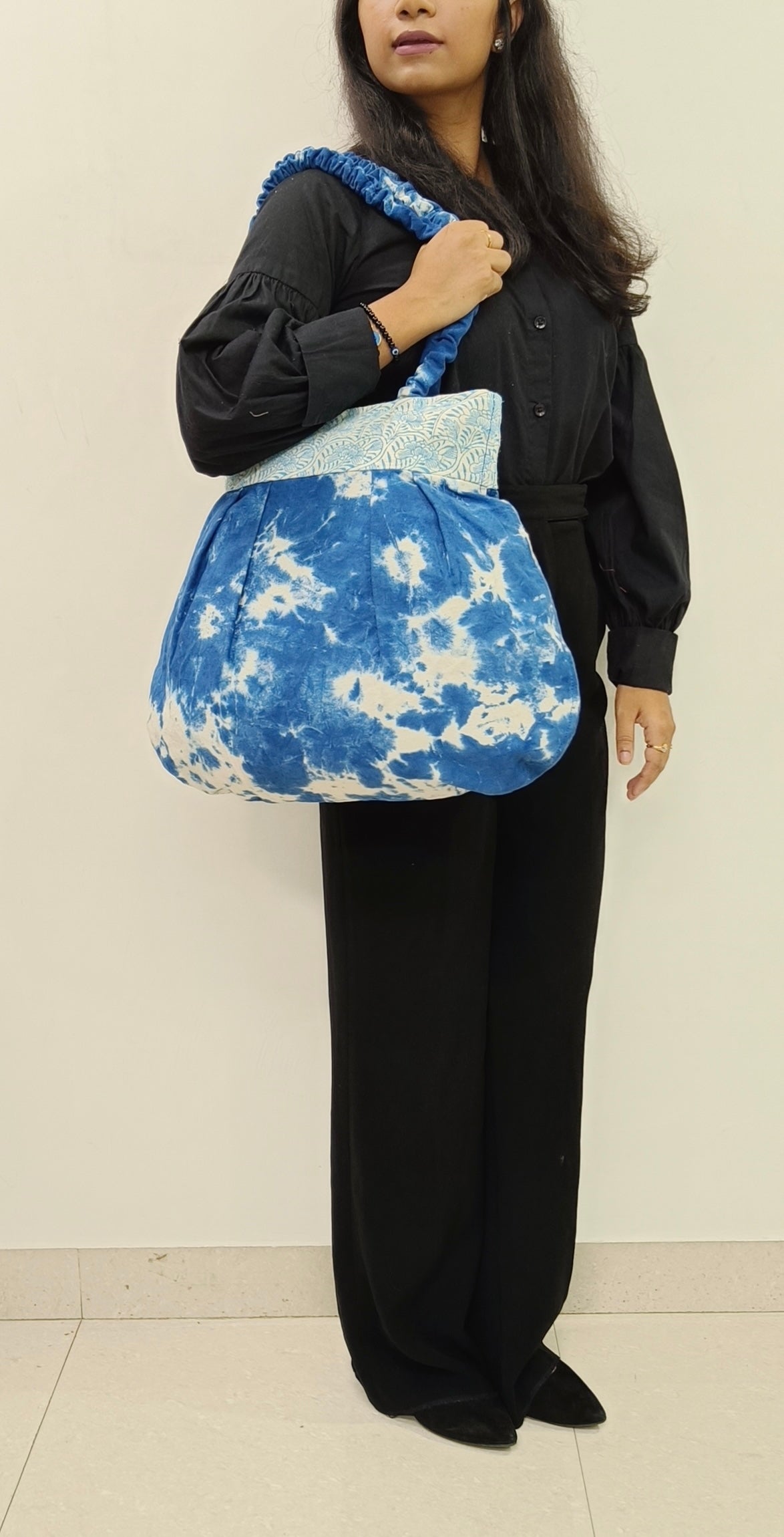 Indigo Bloom Tie-Dye Tote Bag