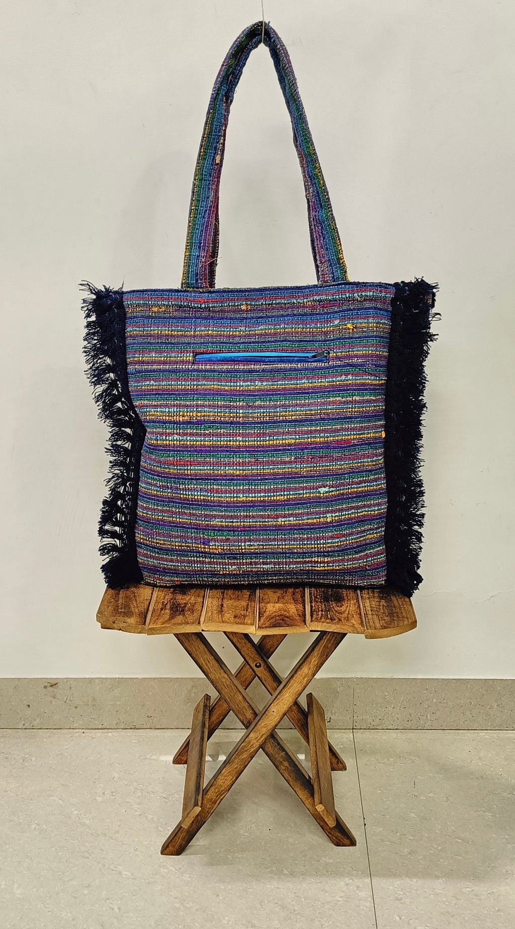 Handcrafted Blue Spiral Tote Bag