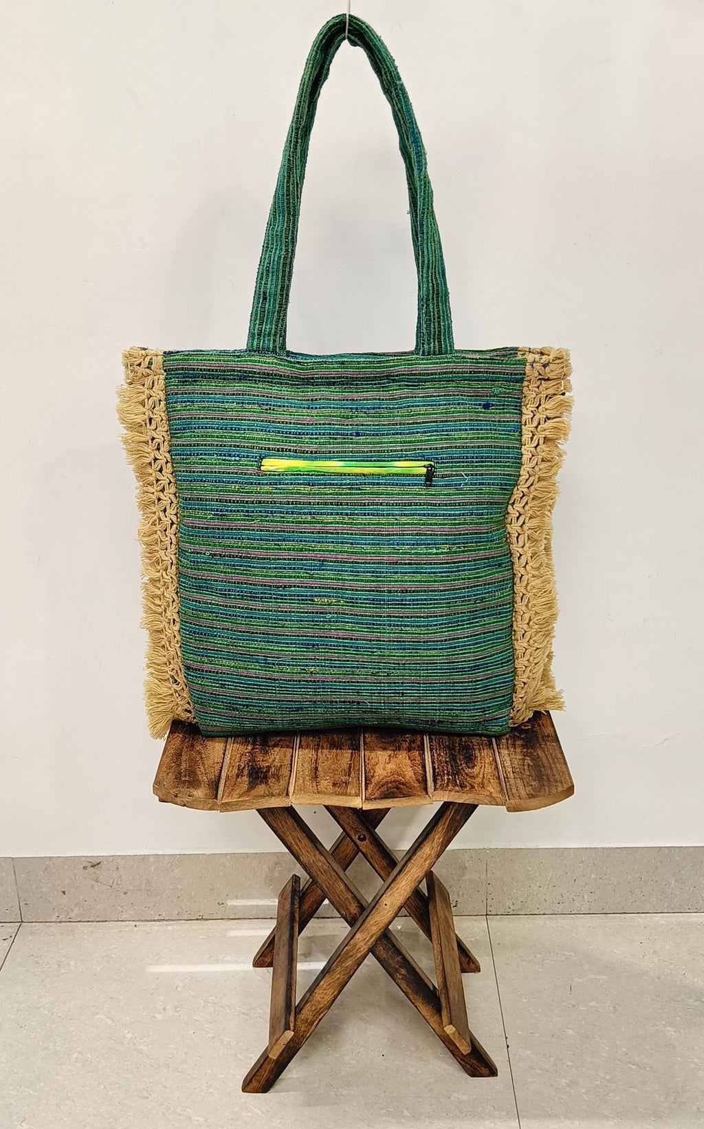 Handcrafted Green Spiral Tote Bag