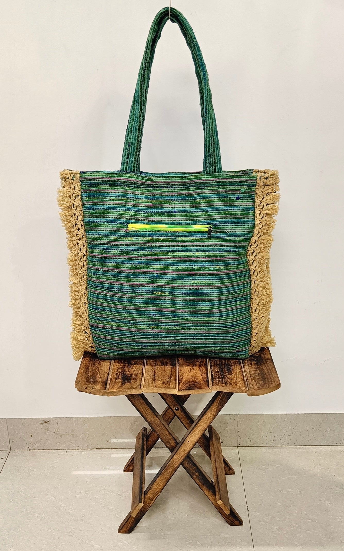 Handcrafted Green Spiral Tote Bag