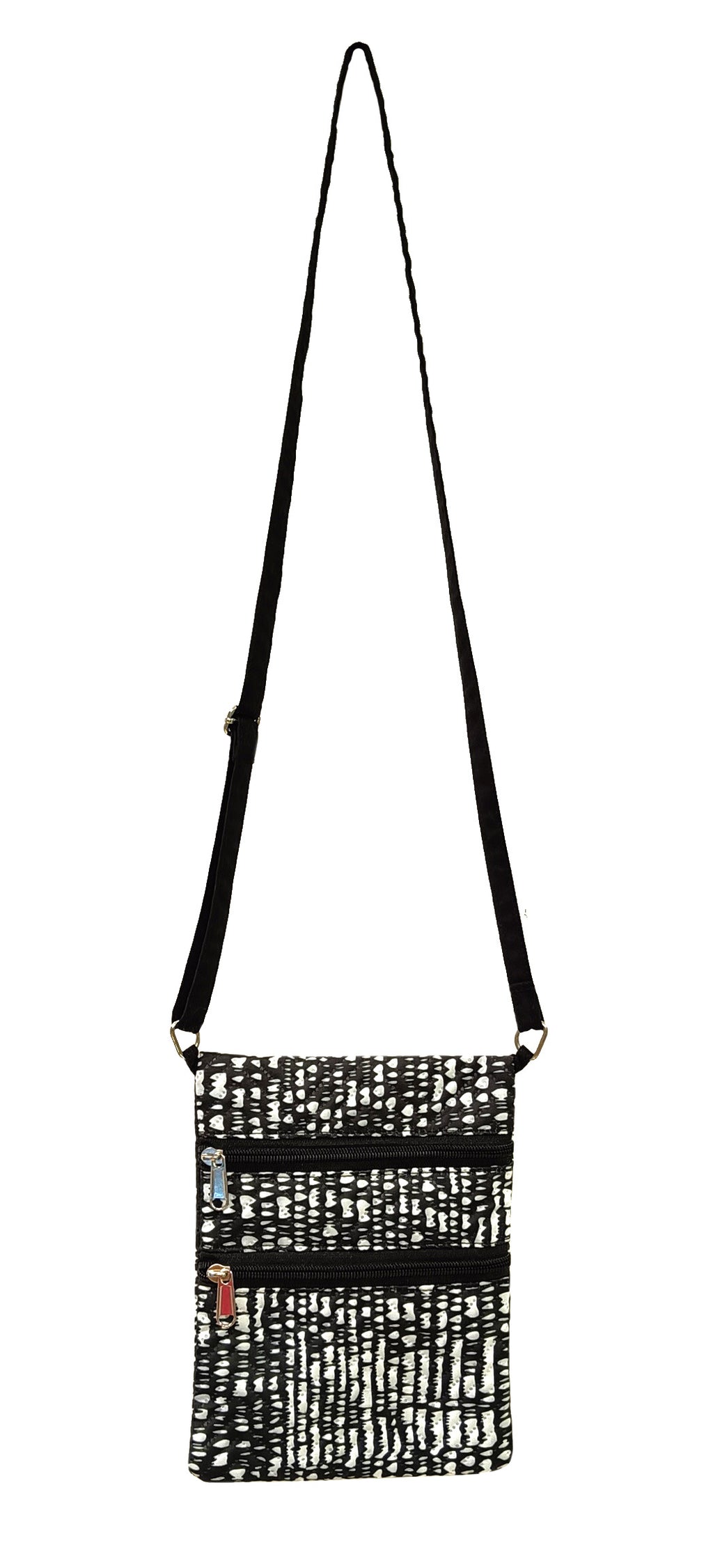 Abstract Black Waterproof Korean Quilted Mini Sling Bag