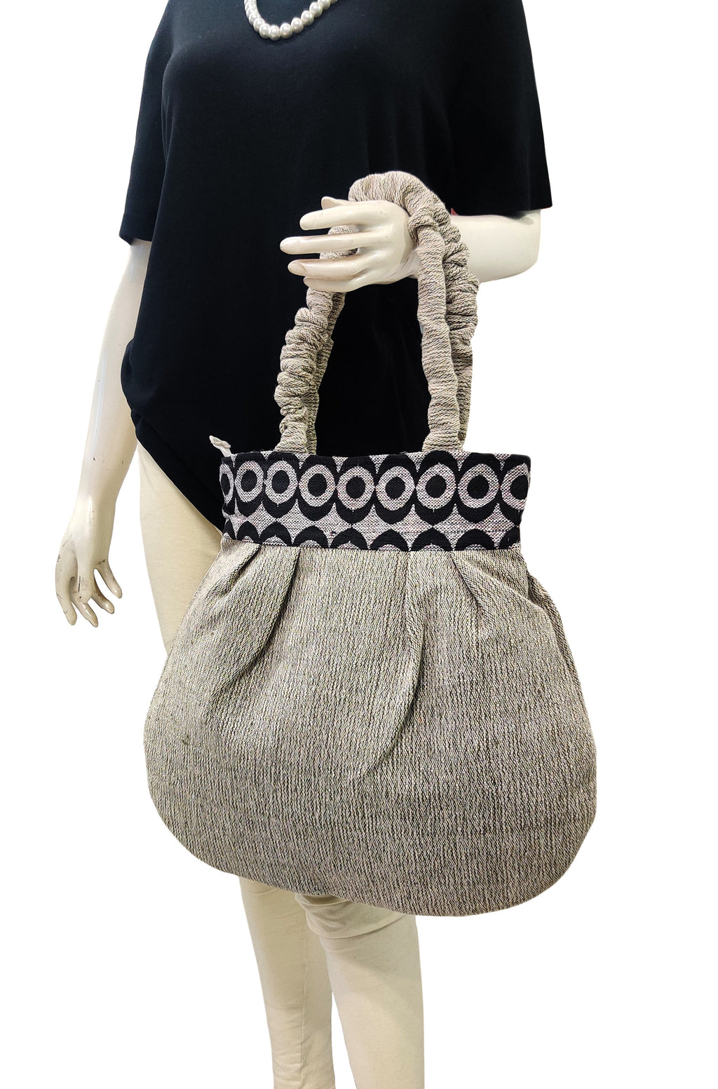 Sandstone Elegance  Handloom Shoulder Tote Bag