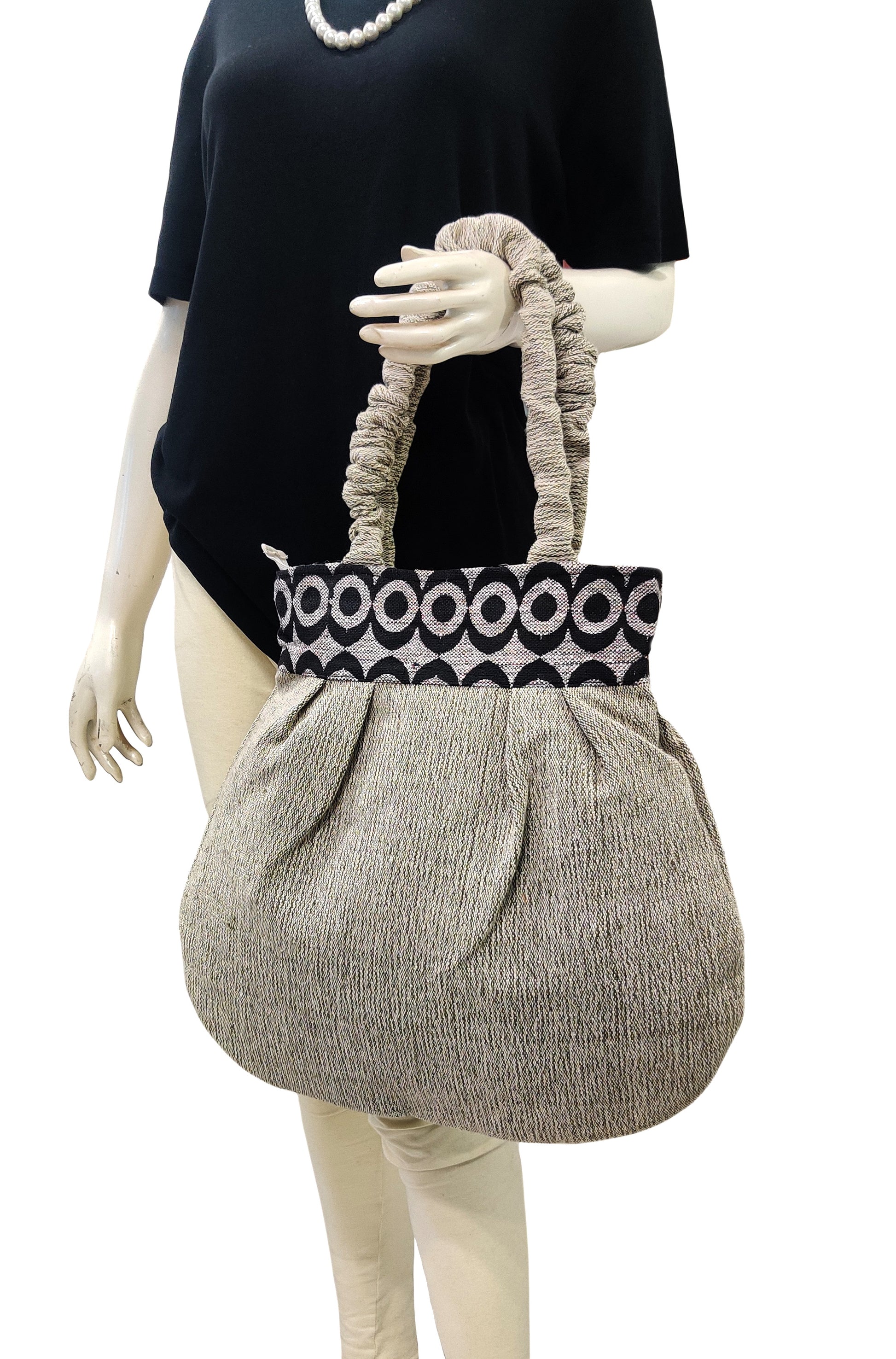 Sandstone Elegance  Handloom Shoulder Tote Bag