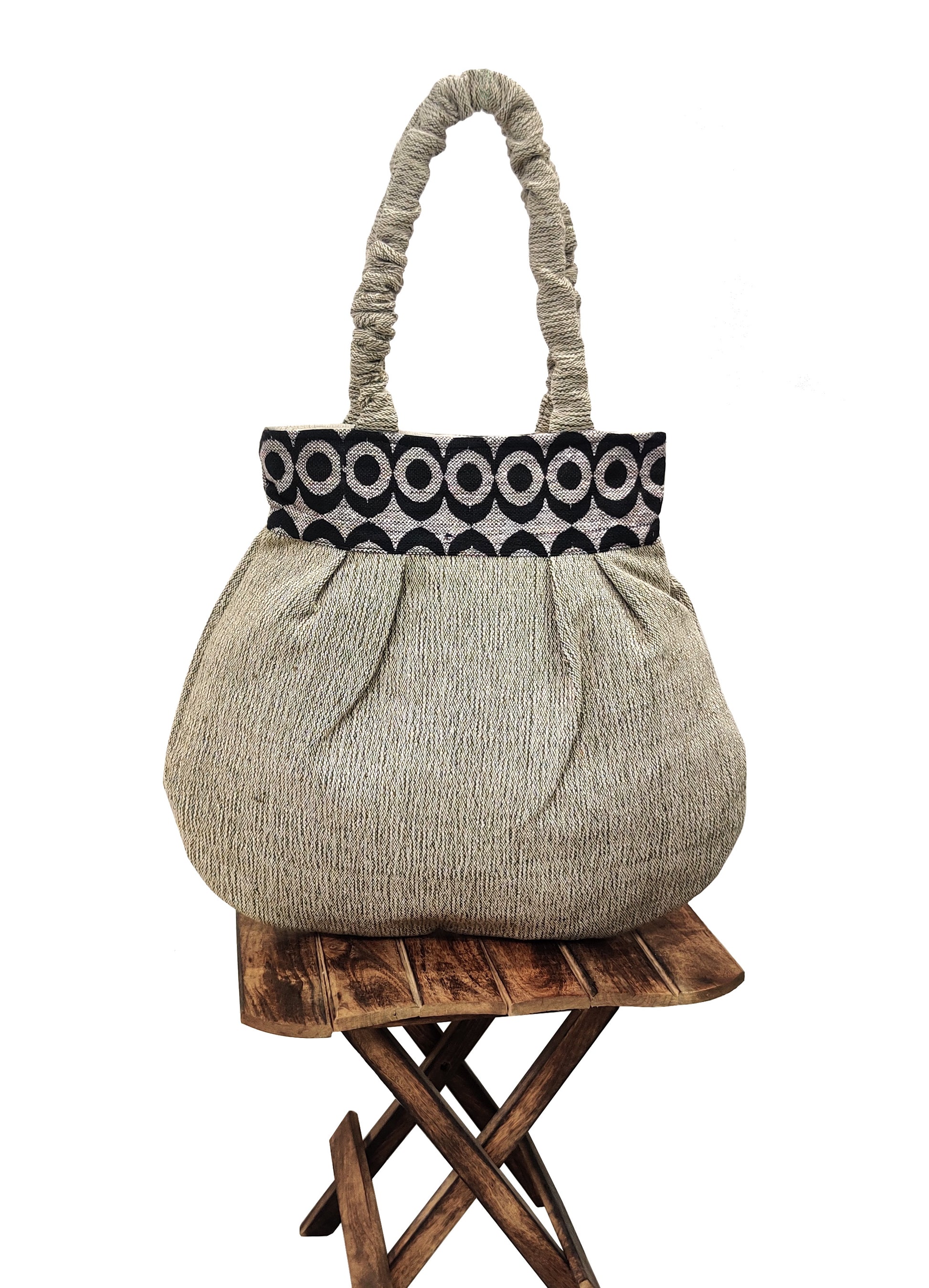 Sandstone Elegance  Handloom Shoulder Tote Bag