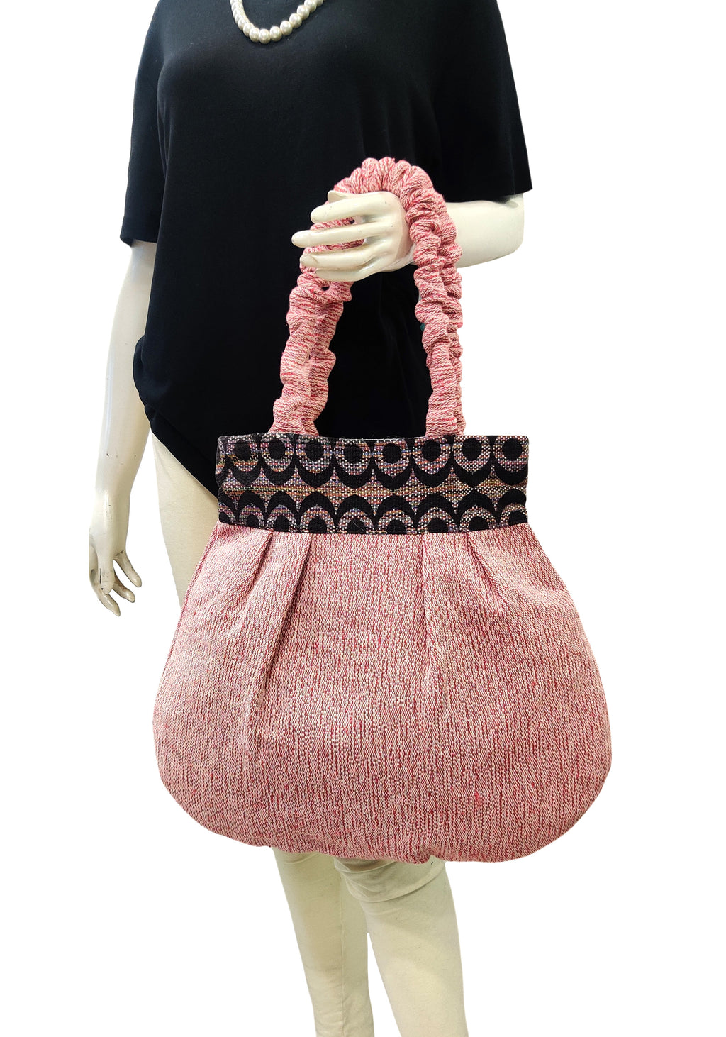 Blush Charm Ruched Handle Tote Bag