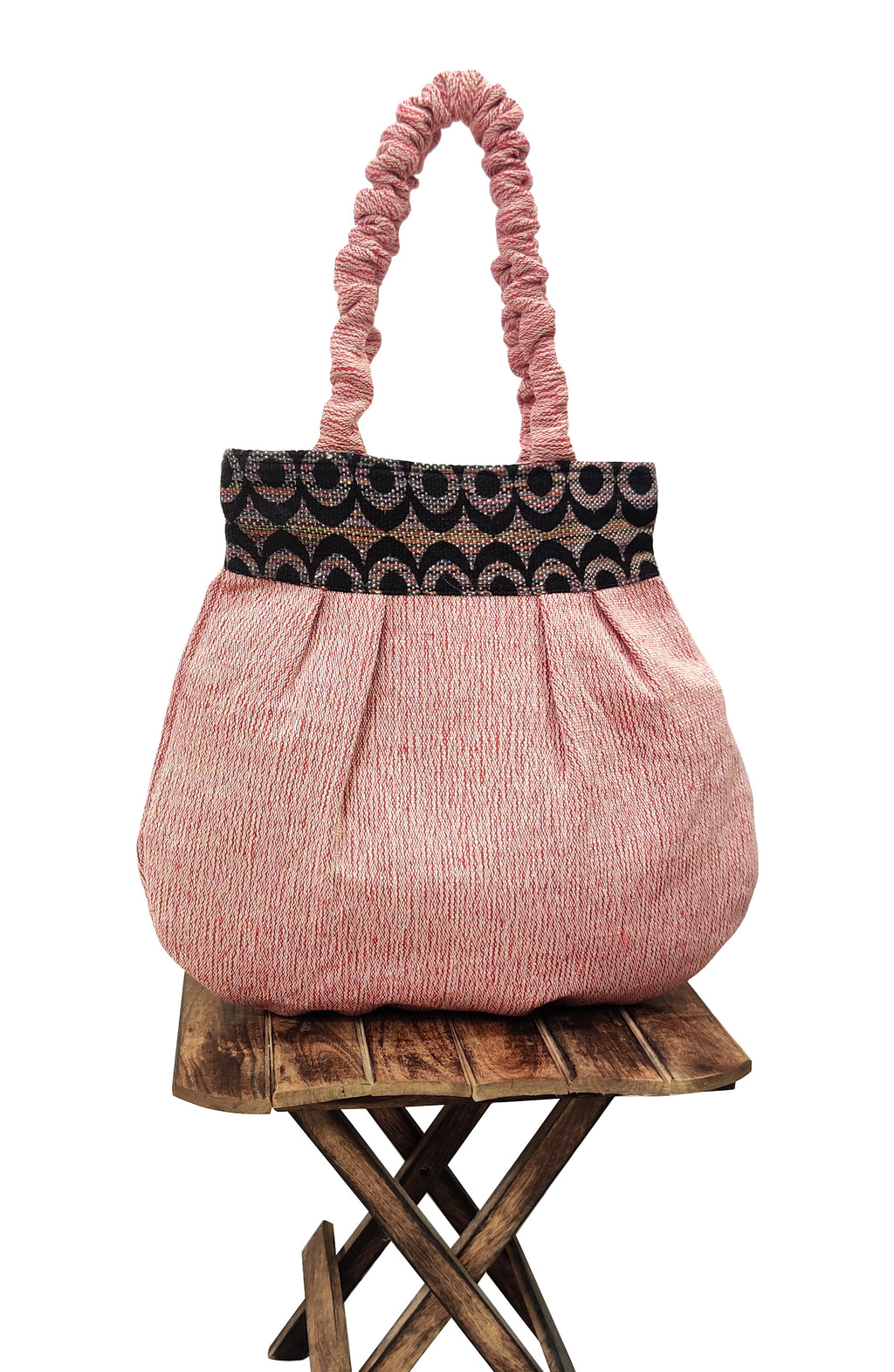 Blush Charm Ruched Handle Tote Bag