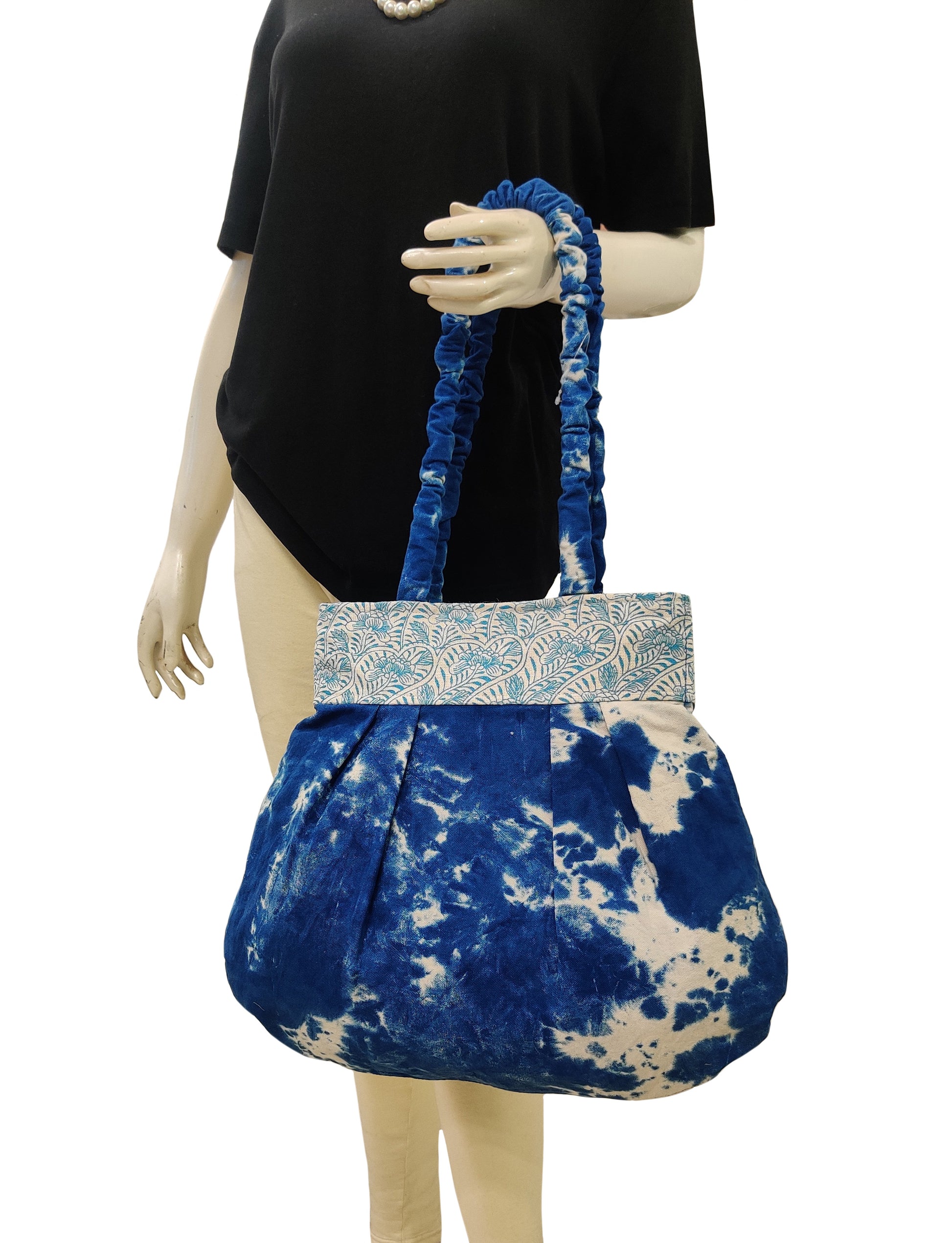 Indigo Bloom Tie-Dye Tote Bag