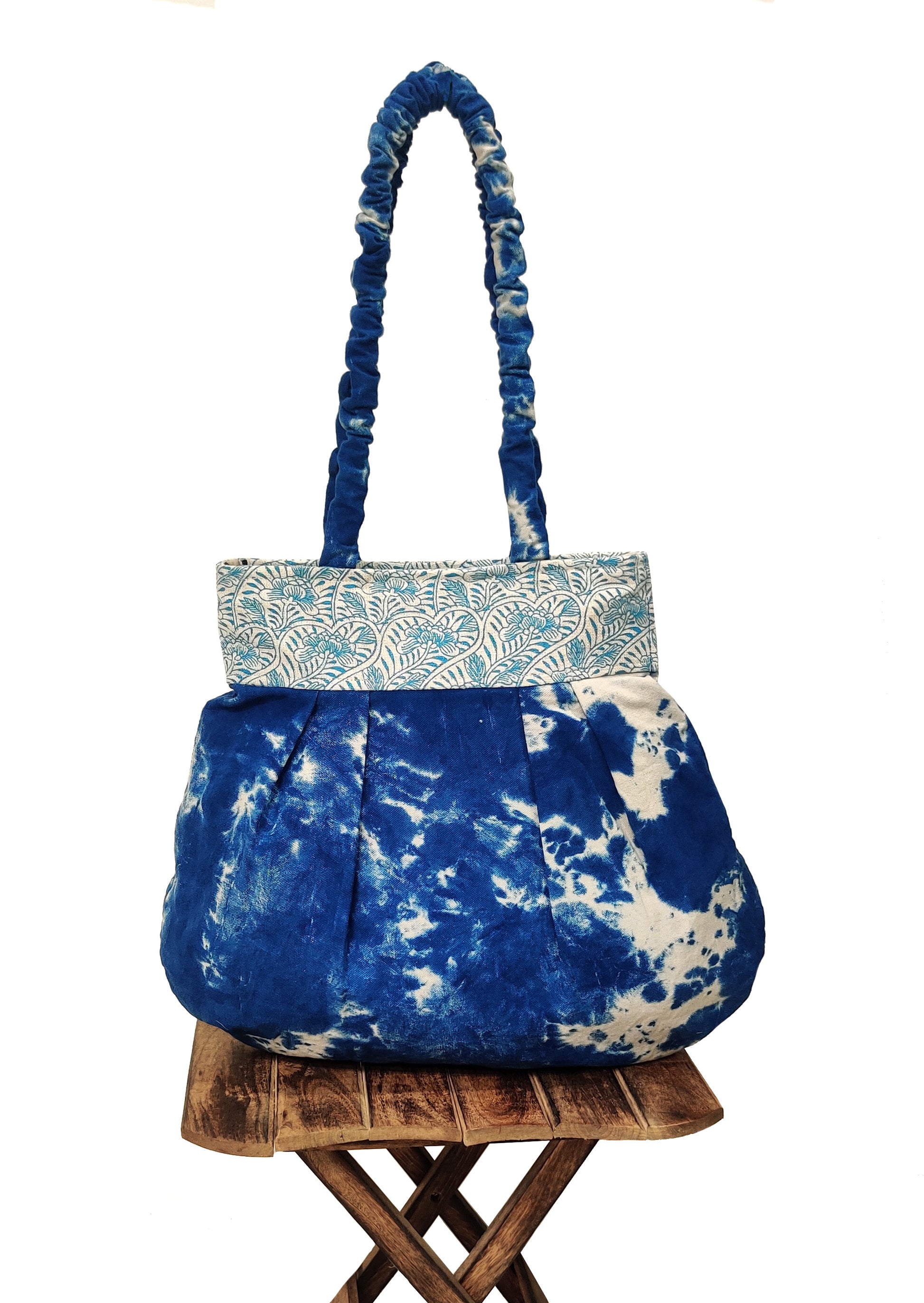 Indigo Bloom Tie-Dye Tote Bag