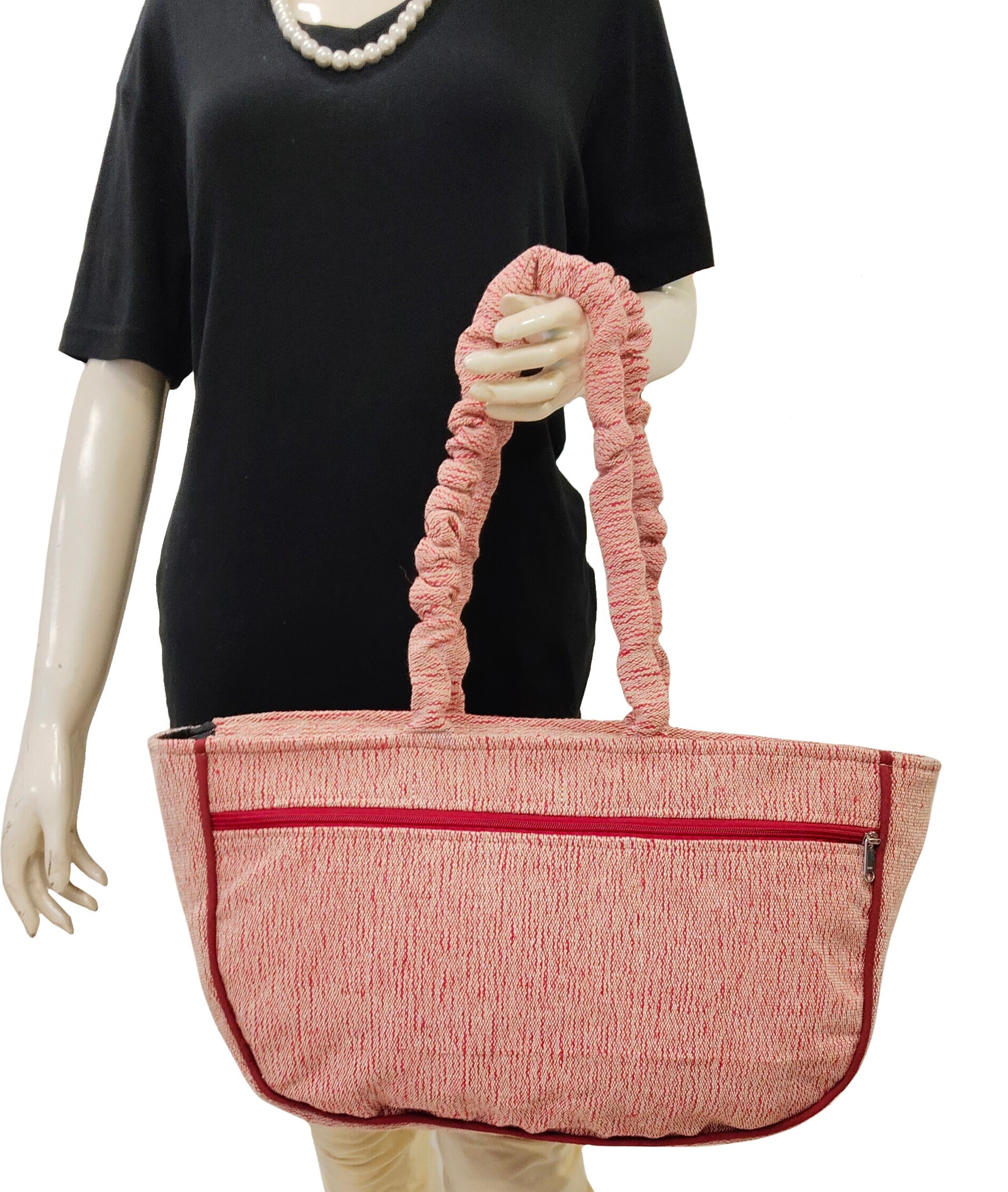 Scarlet Grace Red Boat Handloom Tote Bag