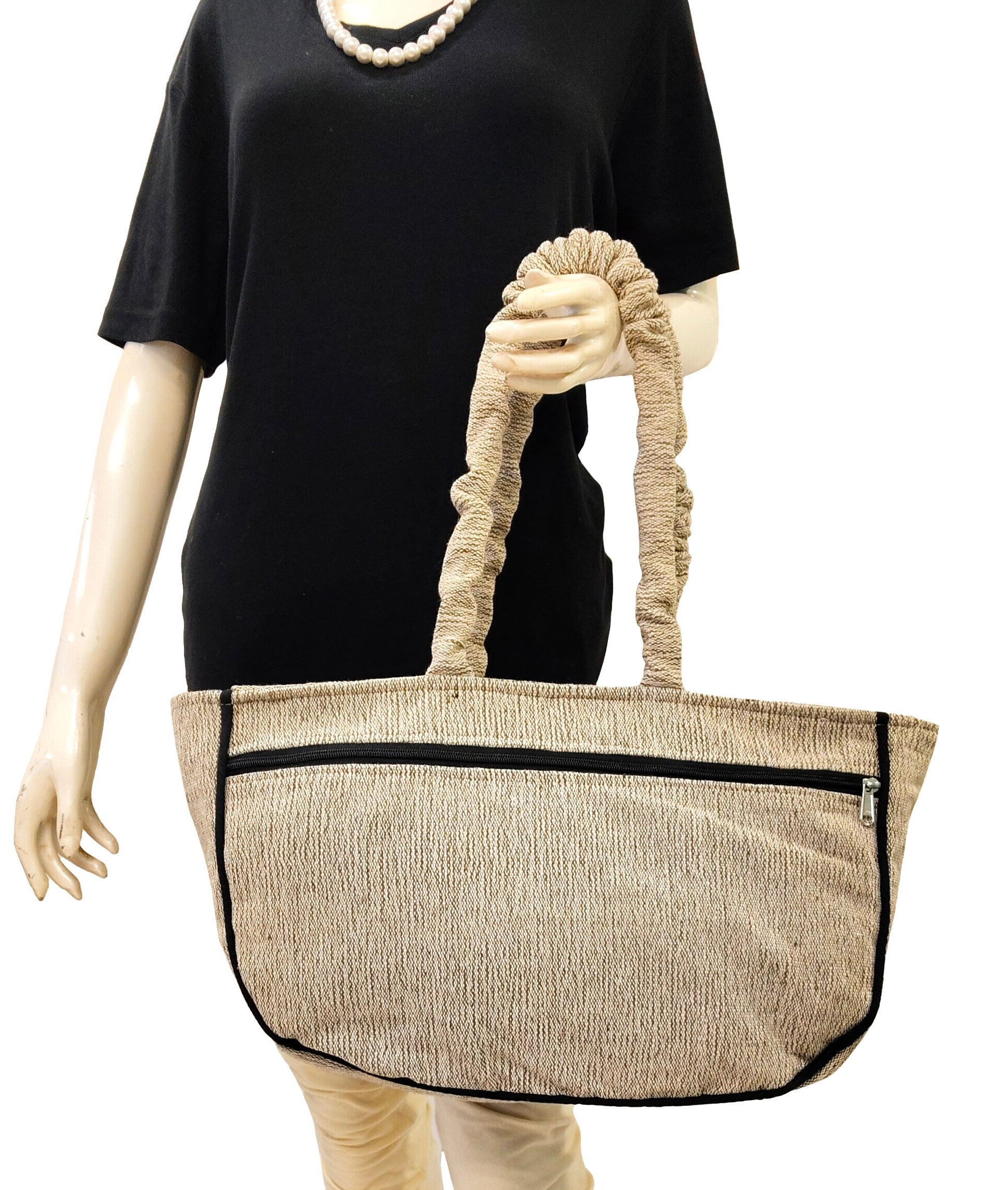 Scarlet Grace Black Boat Handloom Tote Bag