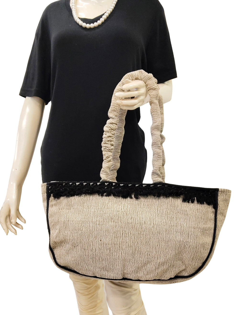 Scarlet Grace Black Boat Handloom Tote Bag