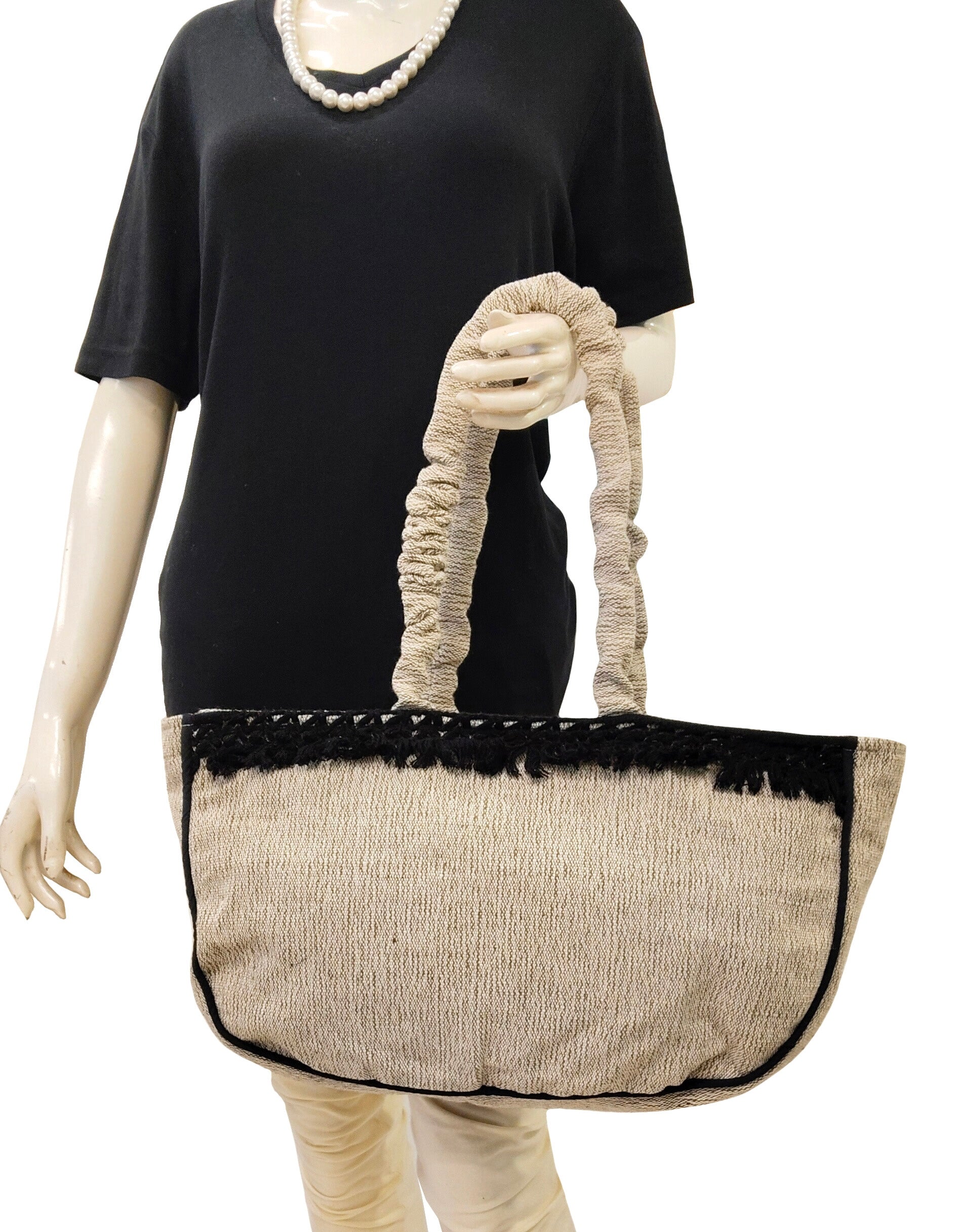 Scarlet Grace Black Boat Handloom Tote Bag