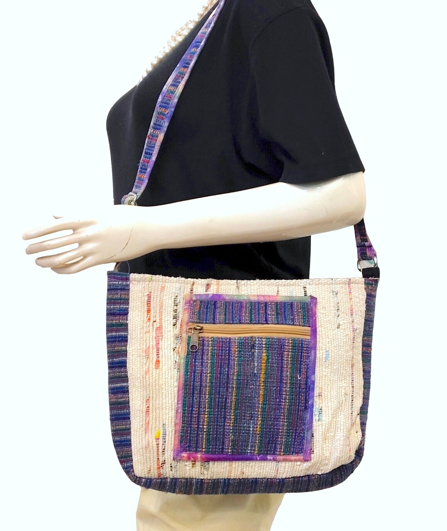 "Vivid Threads" Blue Handloom Sling Bag