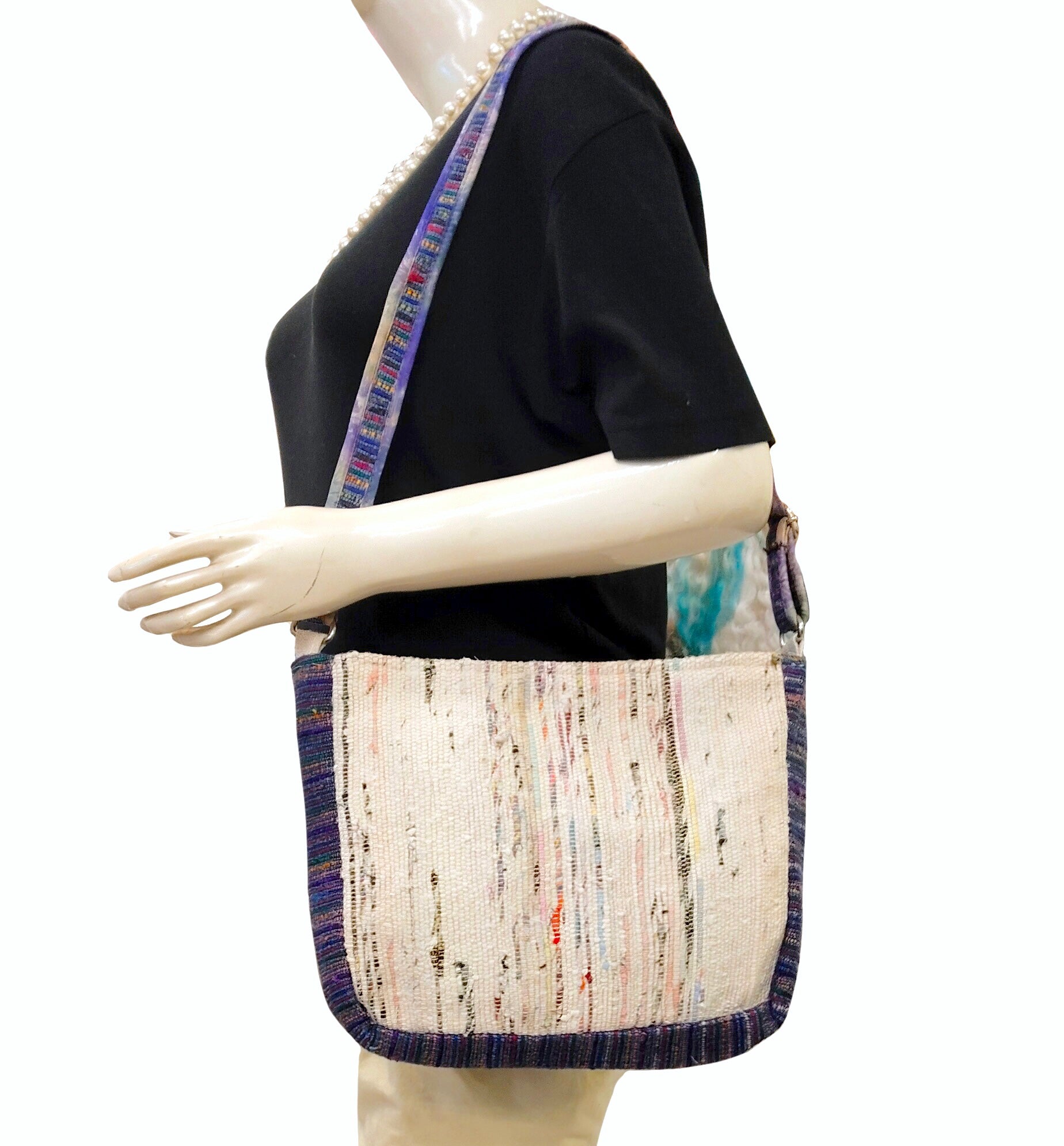 "Vivid Threads" Blue Handloom Sling Bag