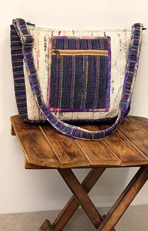 "Vivid Threads" Blue Handloom Sling Bag
