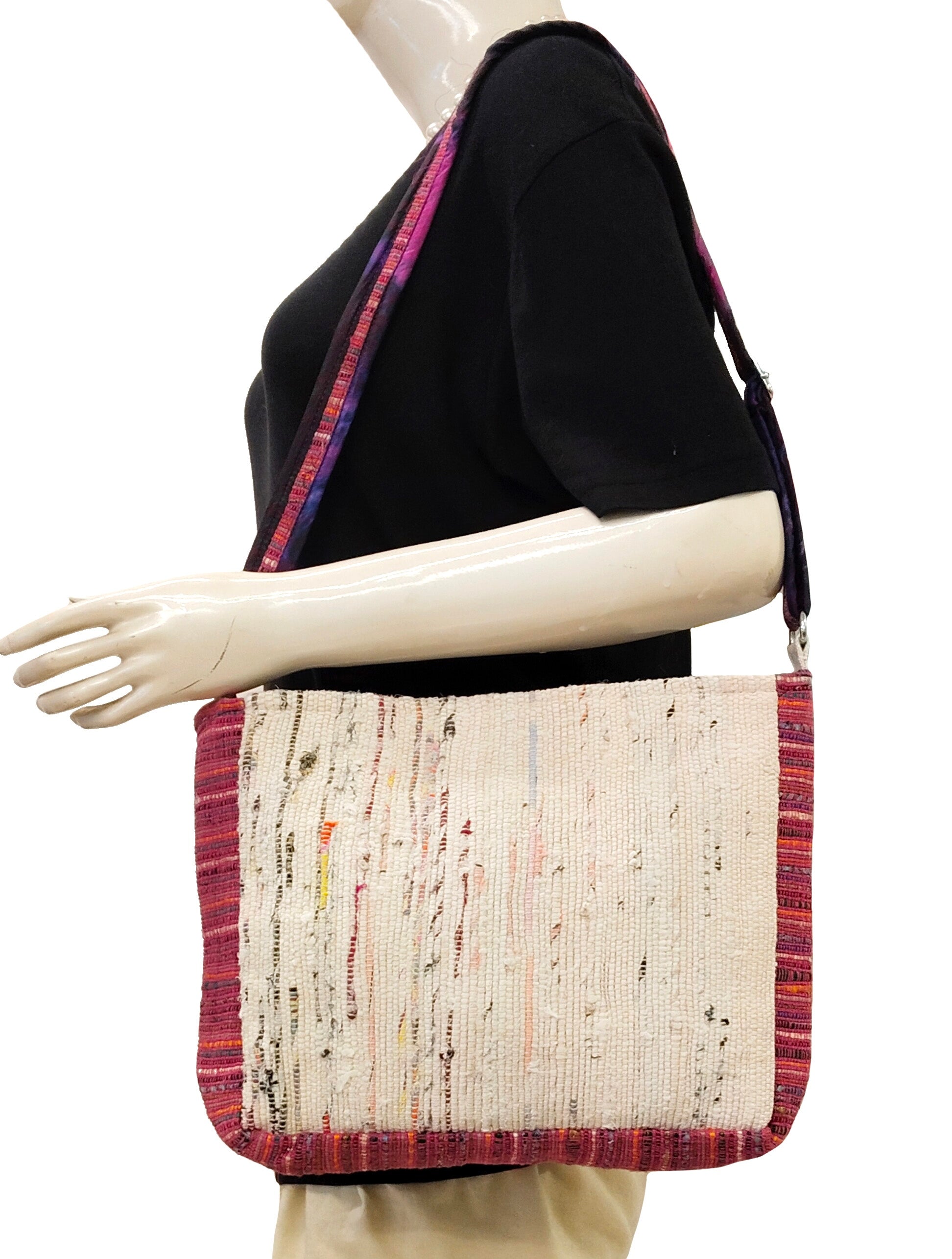 "Vivid Threads" Pink Handloom Sling Bag