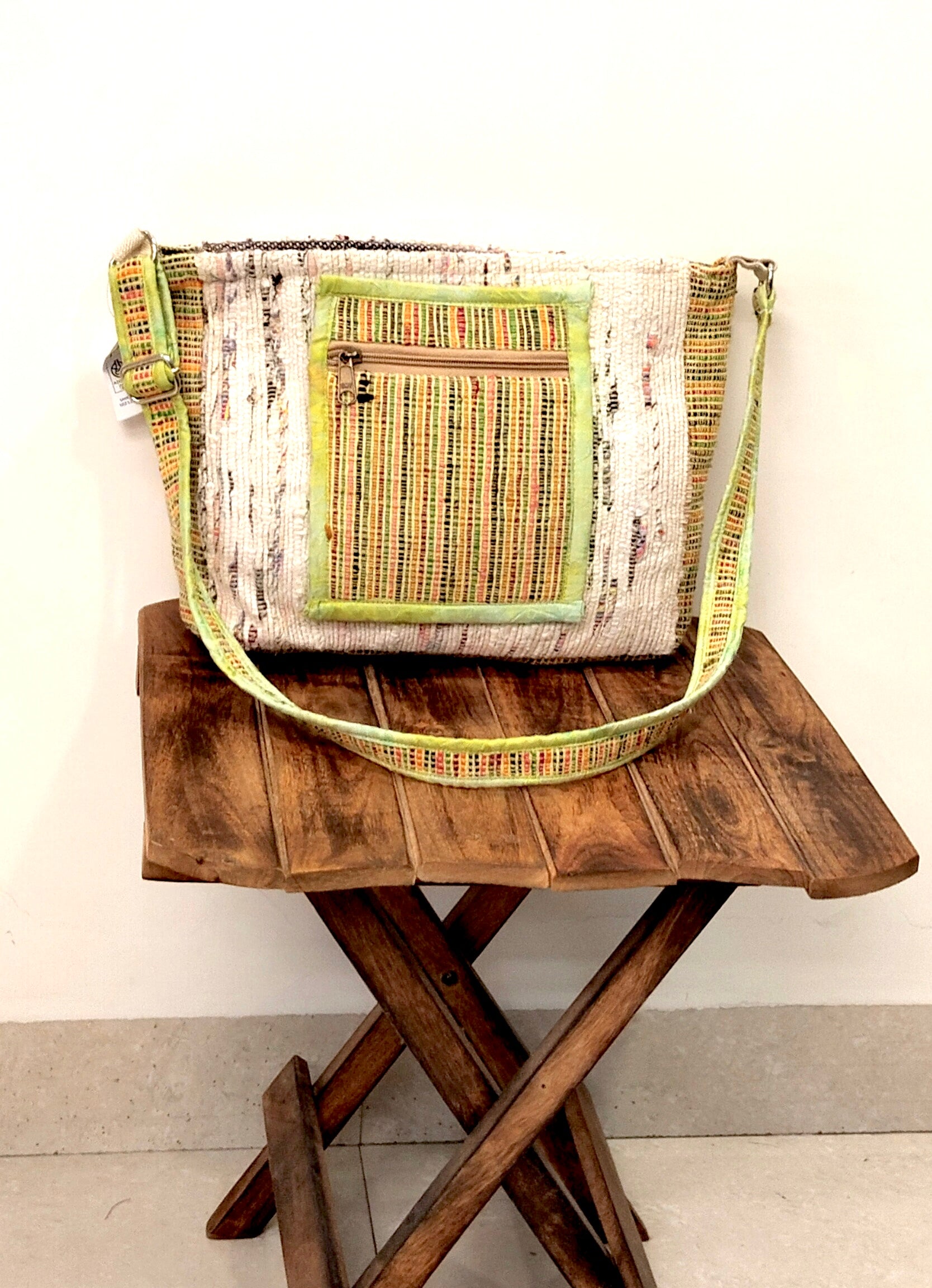 "Vivid Threads" Yellow Khadi Dori Sling Bag
