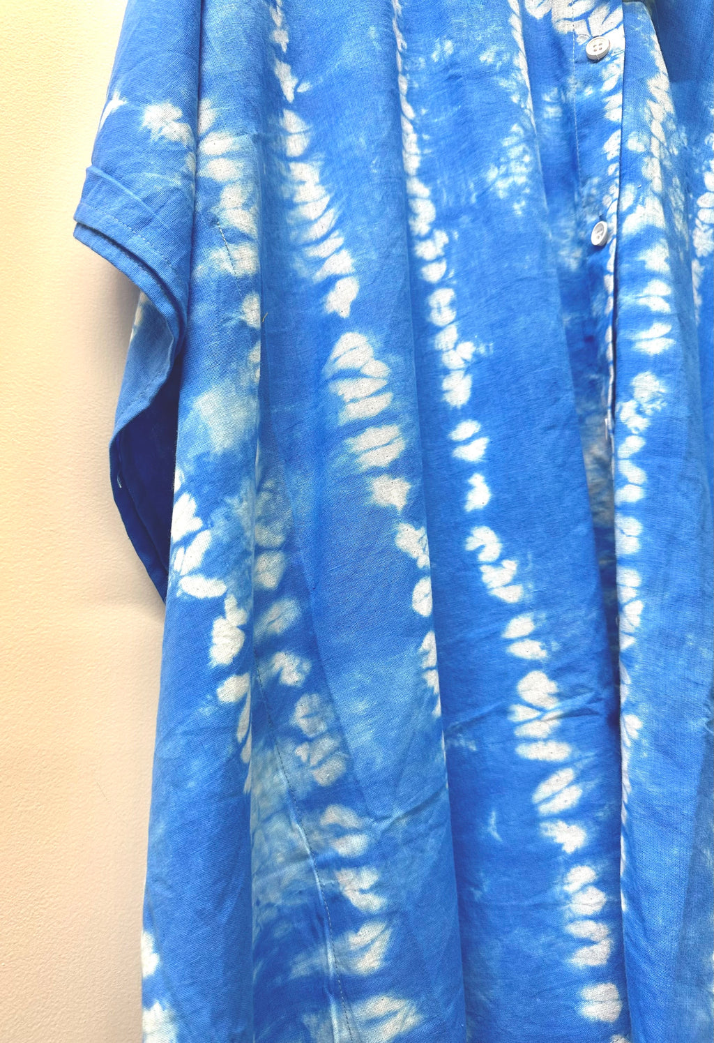 Ocean Mist Hand Needle Tie-Dye Cotton Kaftan Shirt